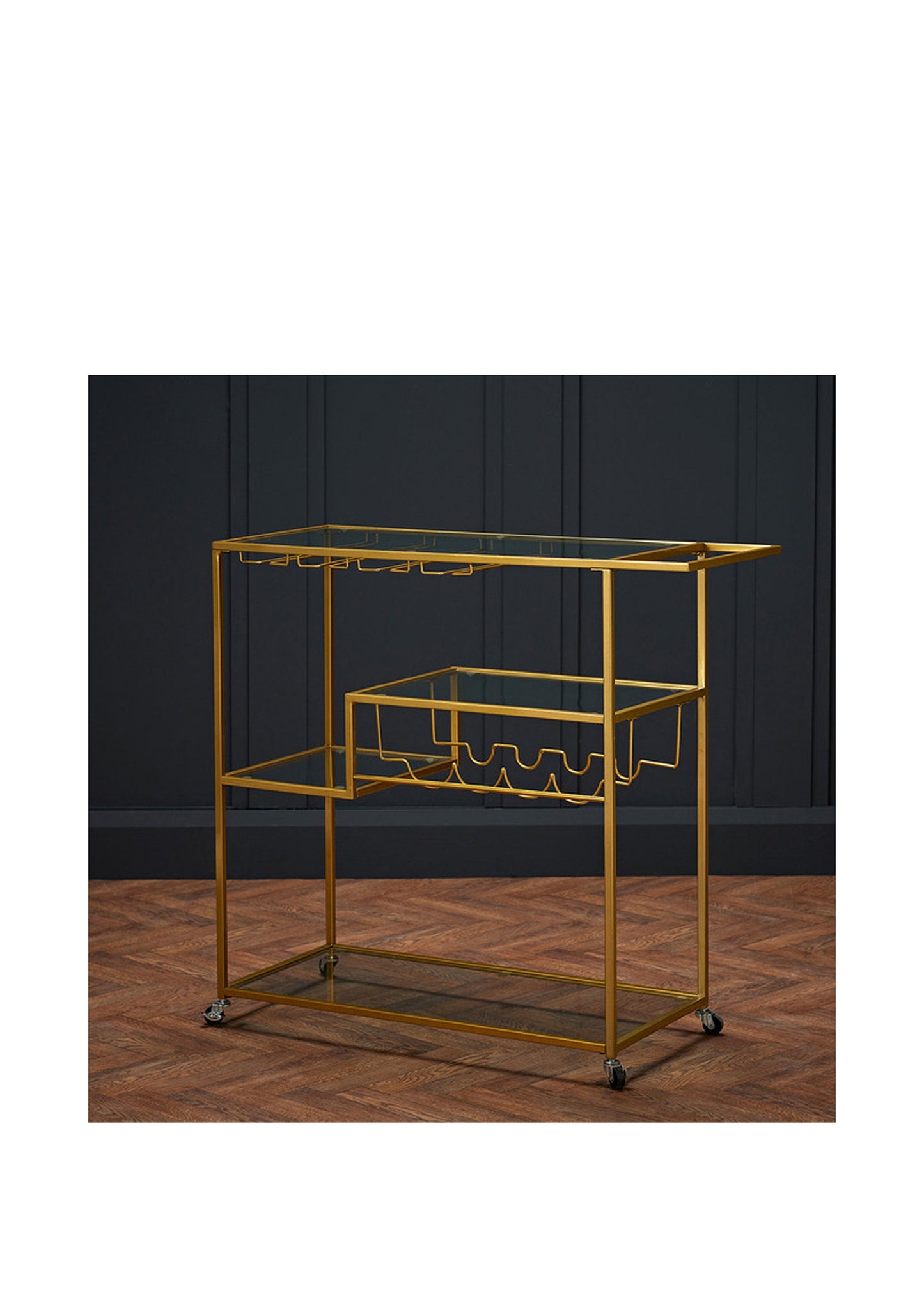 Pre Order for JUNE - Glamourous gold finish Drinks Trolley