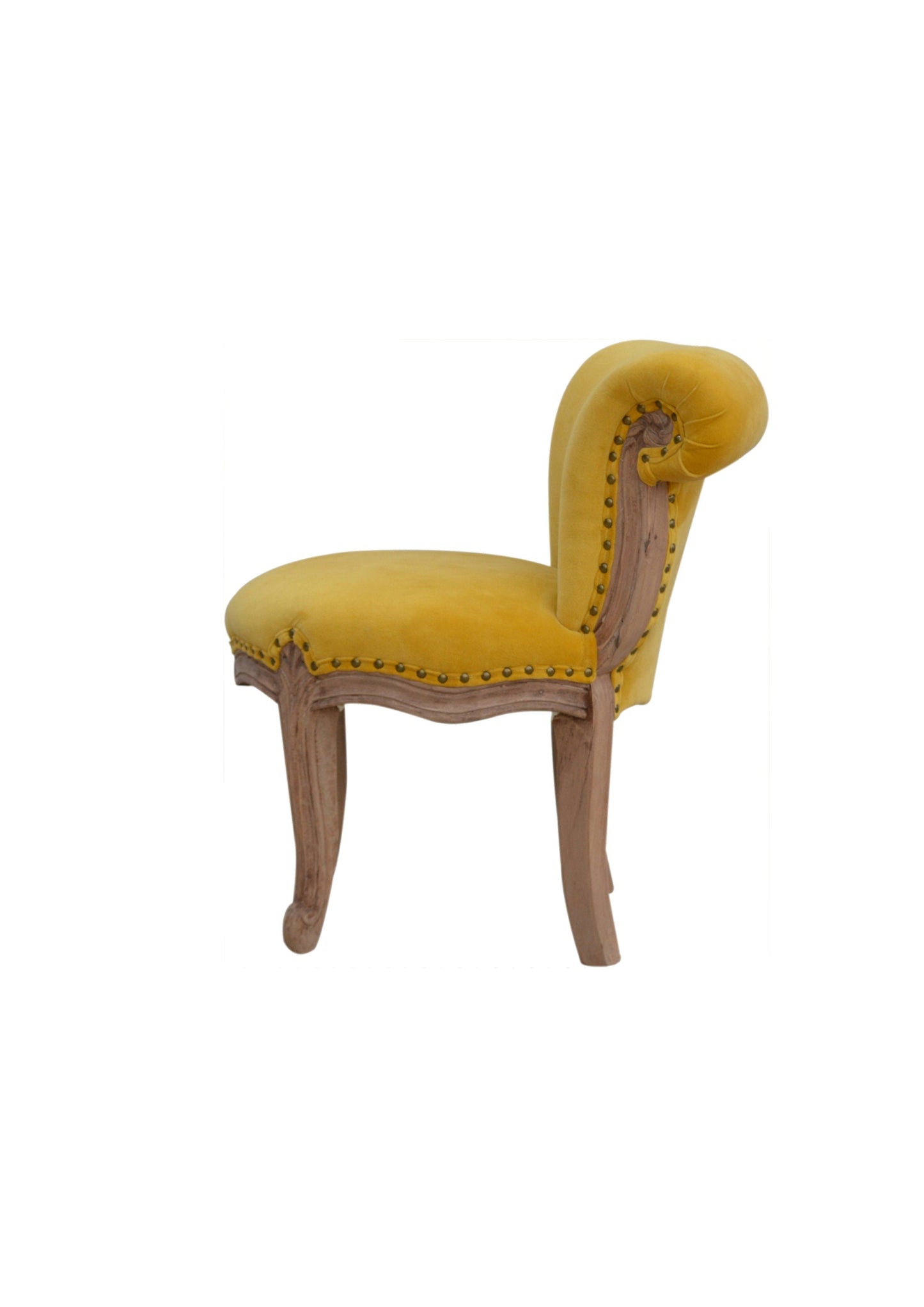 Occasional Studded Accent Chair, French Style, Shabby Chic Chair for Bedroom, Hallway, Living Room in Yellow, Orange, Green, Blue and Tweed