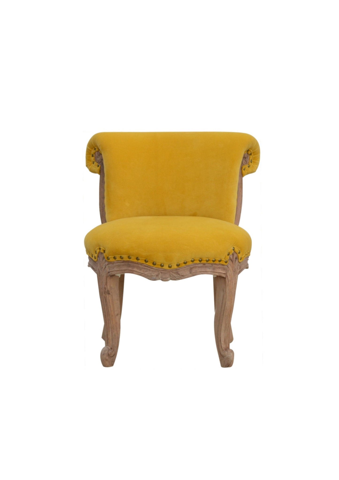 Occasional Studded Accent Chair, French Style, Shabby Chic Chair for Bedroom, Hallway, Living Room in Yellow, Orange, Green, Blue and Tweed