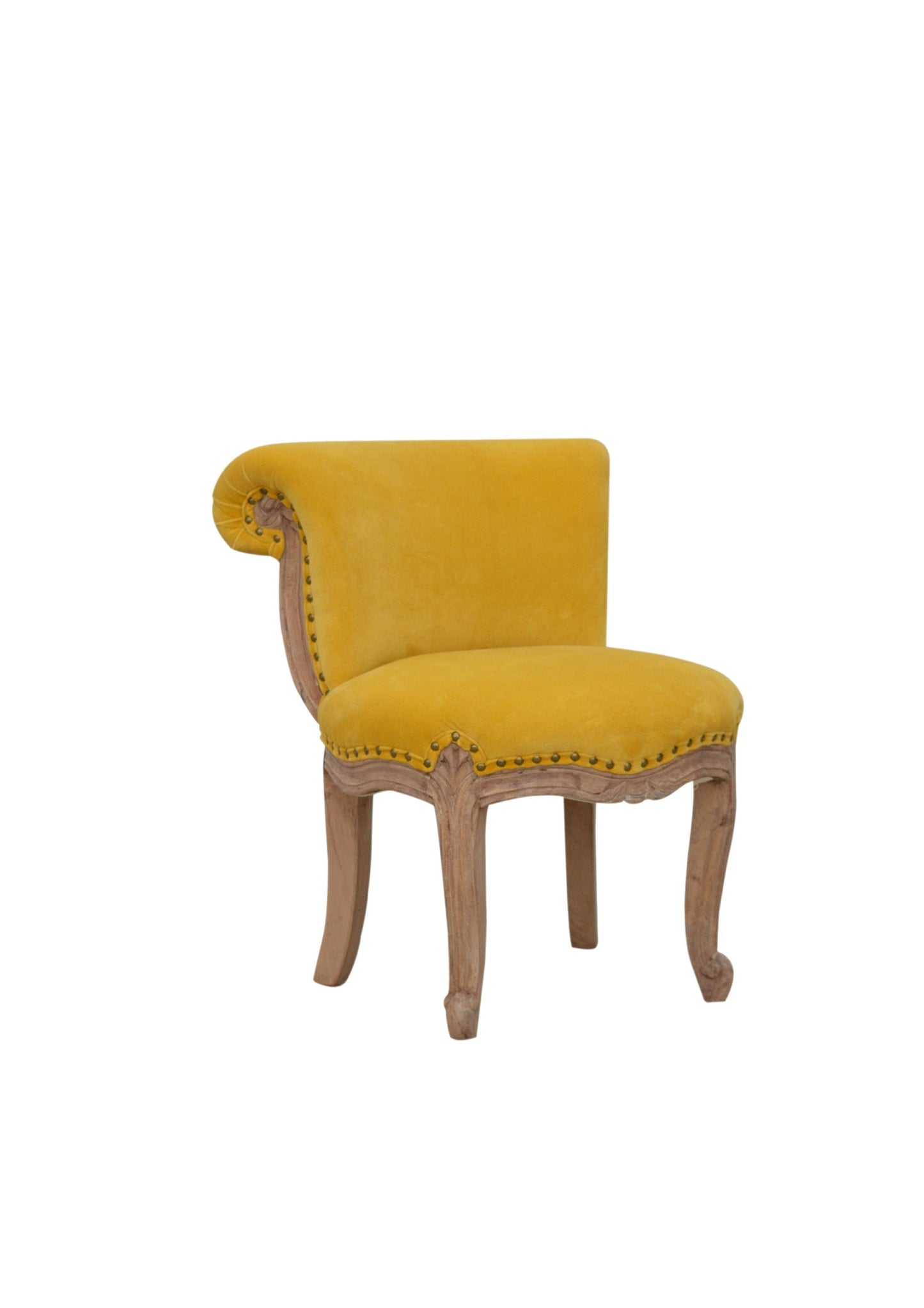 Occasional Studded Accent Chair, French Style, Shabby Chic Chair for Bedroom, Hallway, Living Room in Yellow, Orange, Green, Blue and Tweed