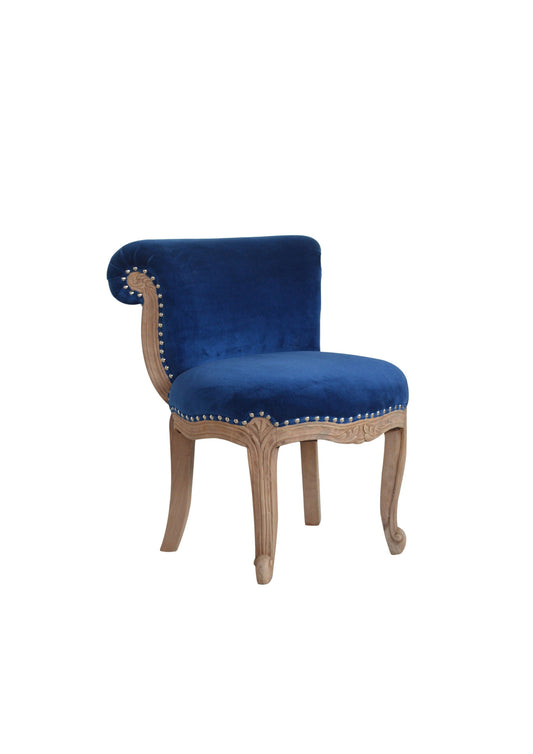 Occasional Studded Accent Chair, French Style, Shabby Chic Chair for Bedroom, Hallway, Living Room in Blue