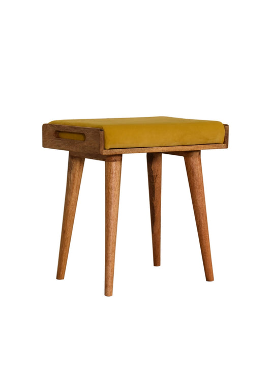 Handgefertigter Fußhocker im Tablettstil aus Massivholz im Mid-Century-/Retro-Stil, VORBESTELLUNG für März