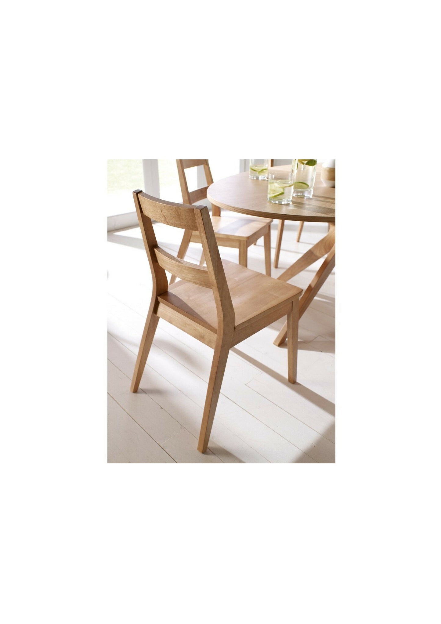 Scandinavian Style Pair of Solid Wood Dining Chairs