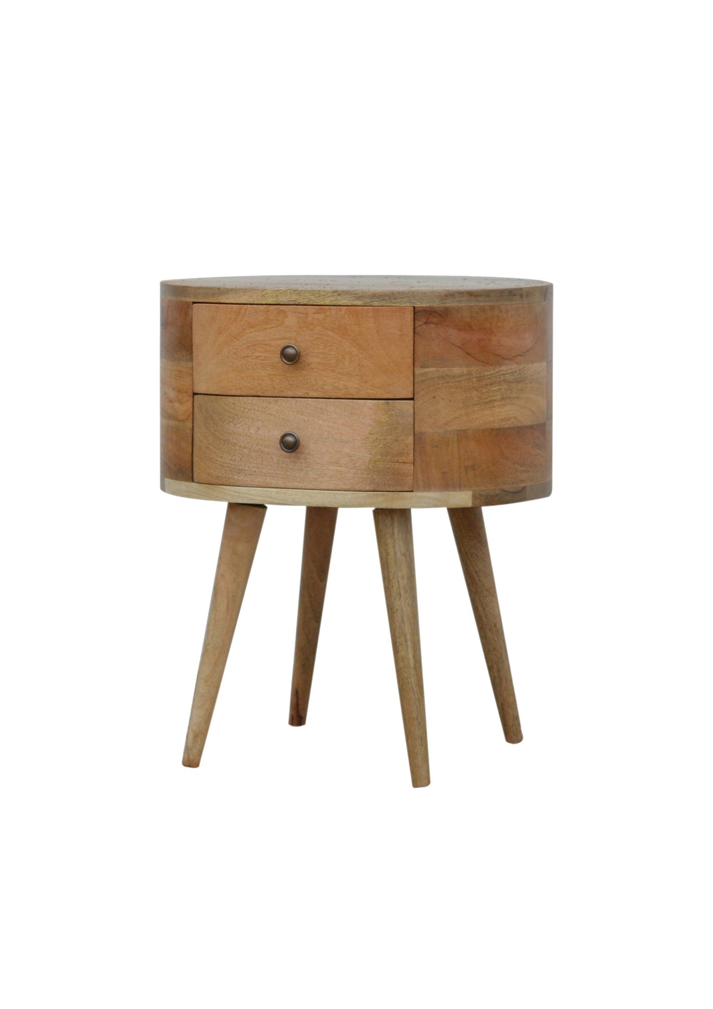 Mid Century Retro Rounded Bedside Table Solid Wood Pre Order for April