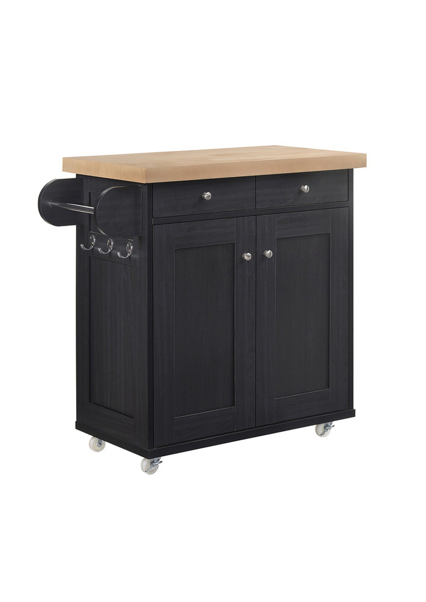 Contemporary Portable Kitchen Island On Wheels in Black/ White / Grey