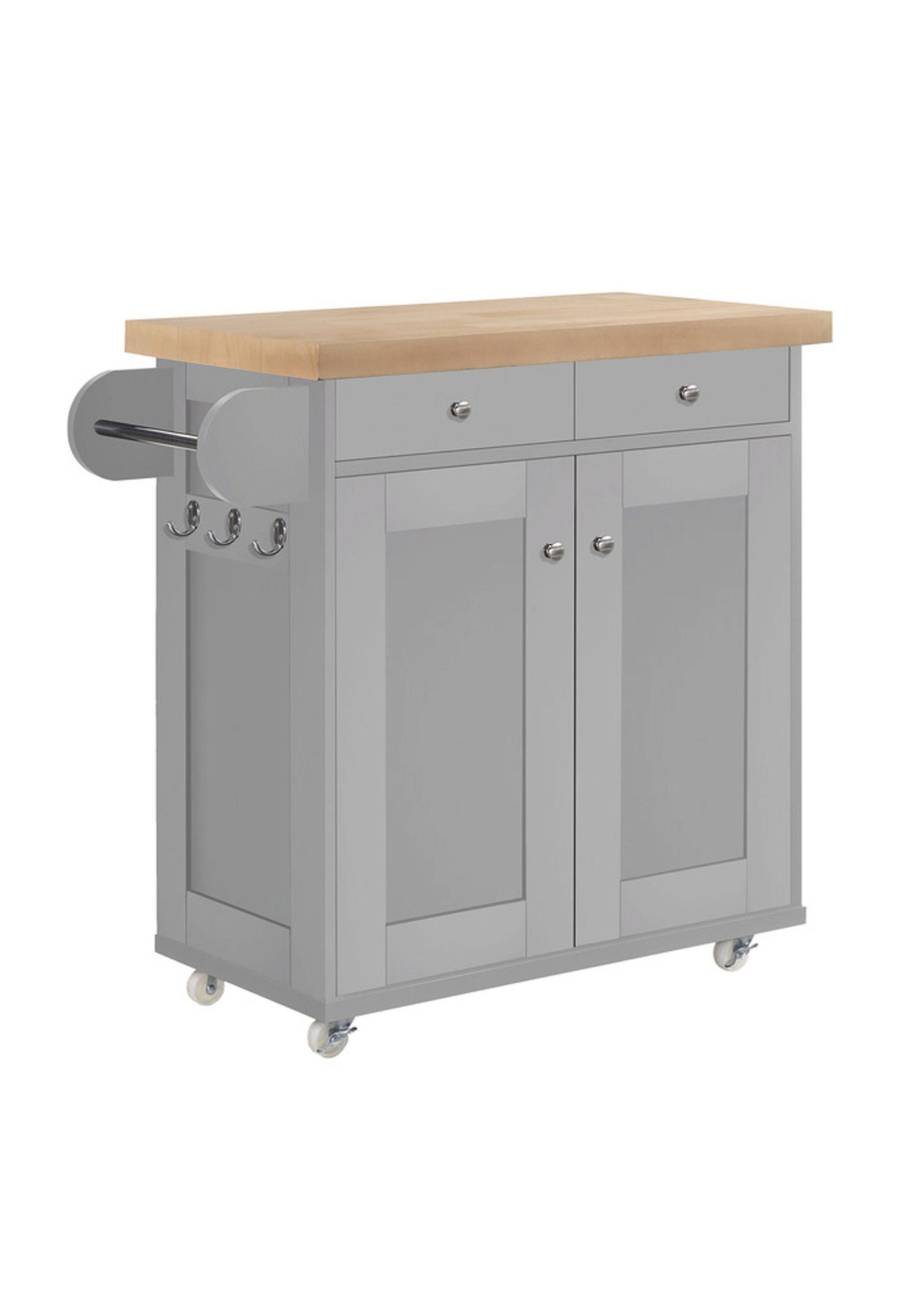 Contemporary Portable Kitchen Island On Wheels in Black/ White / Grey