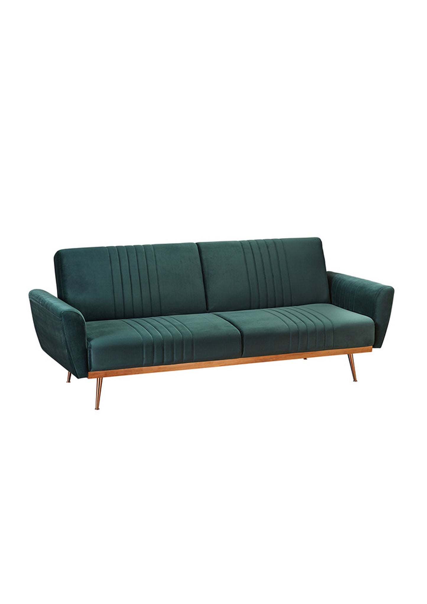 Velvet Sofa Bed with Copper Legs Available in Green and Grey