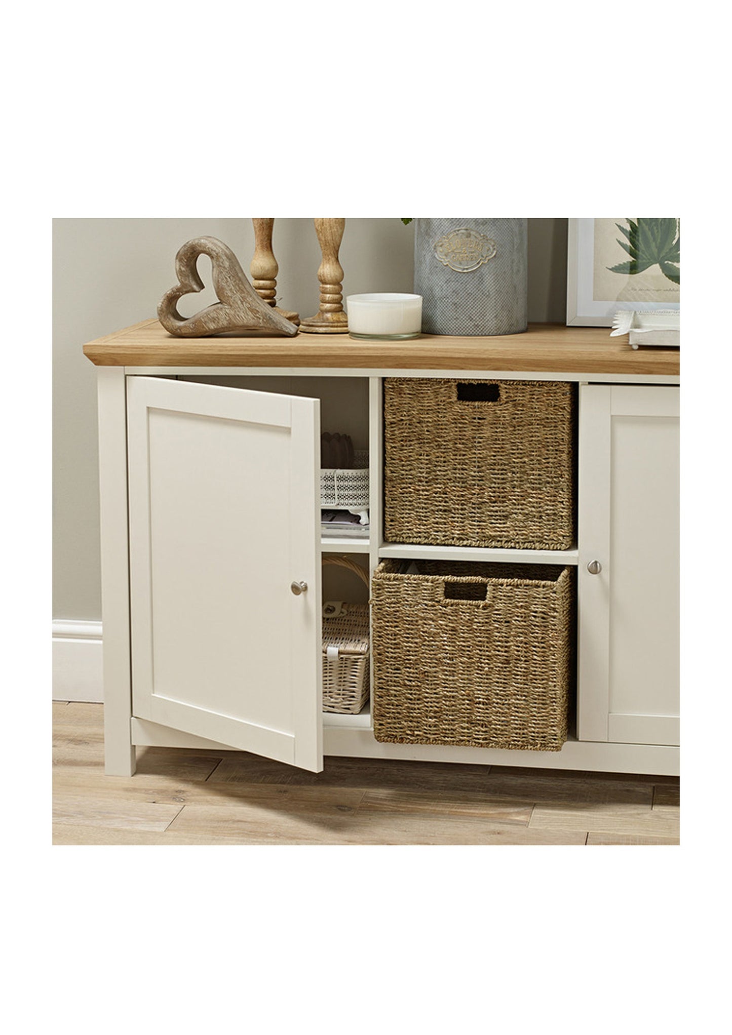 Oak Finish Cottage/ Traditional Style Sideboard Grey or Cream