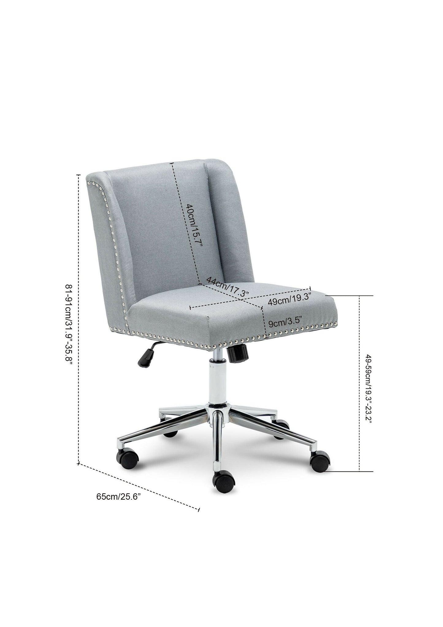 Pre Order for March - Stylish & Beautiful Blue or Grey Swivel Office Chair with Studs At the back