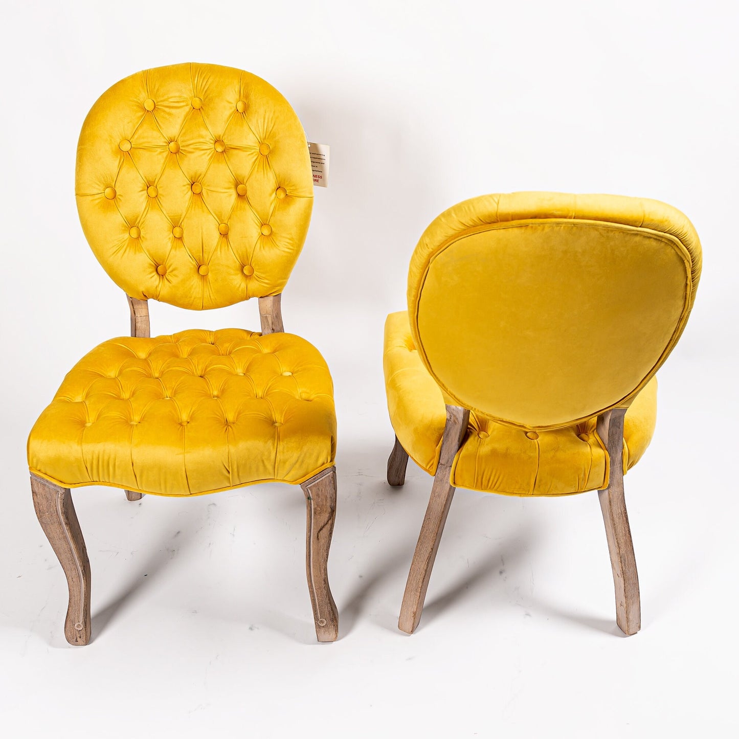 French Style Light Mustard Buttonem Velvet Dining Chair