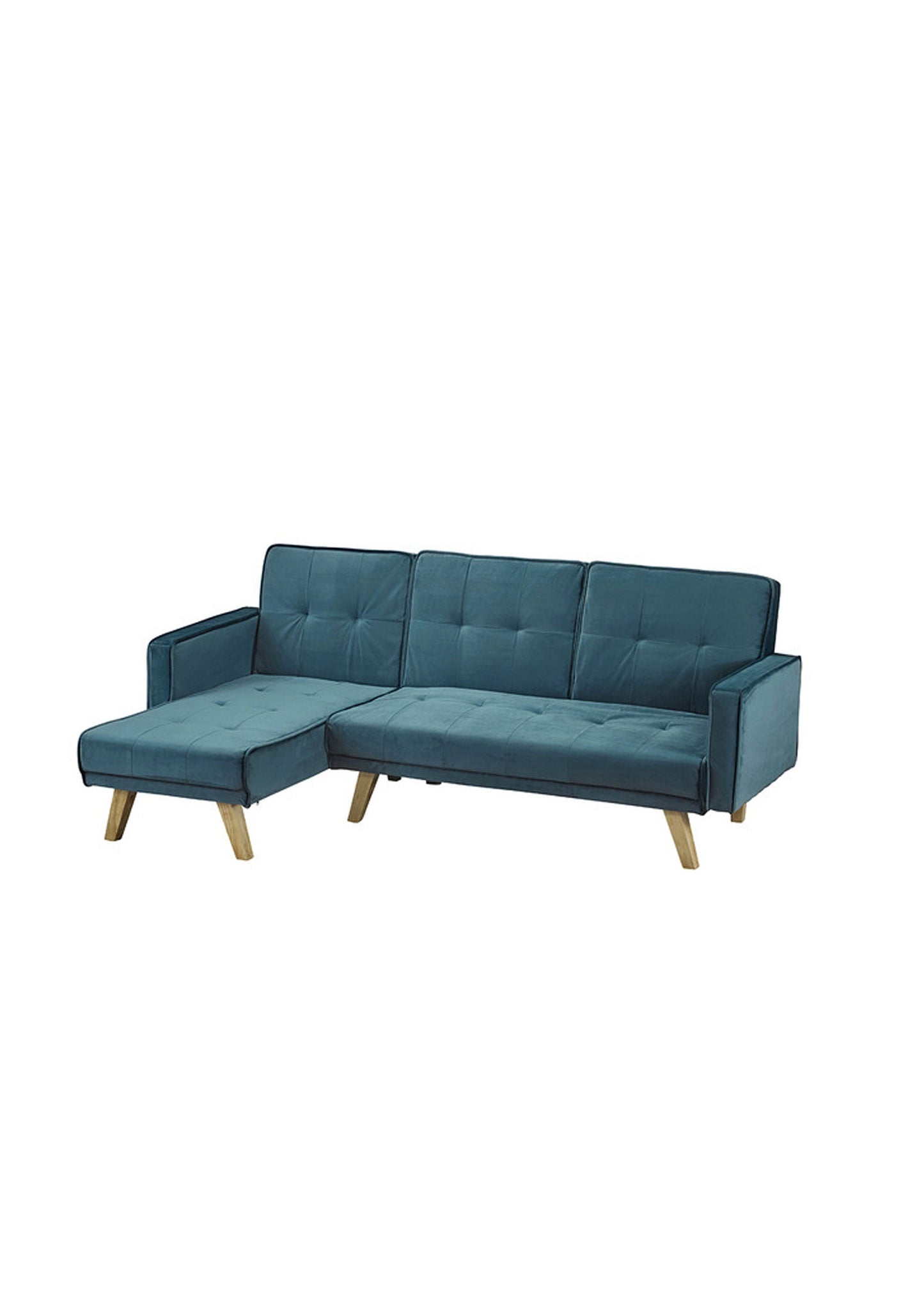 Three Seater Corner Sofa Bed in Teal Velvet Scandi Style
