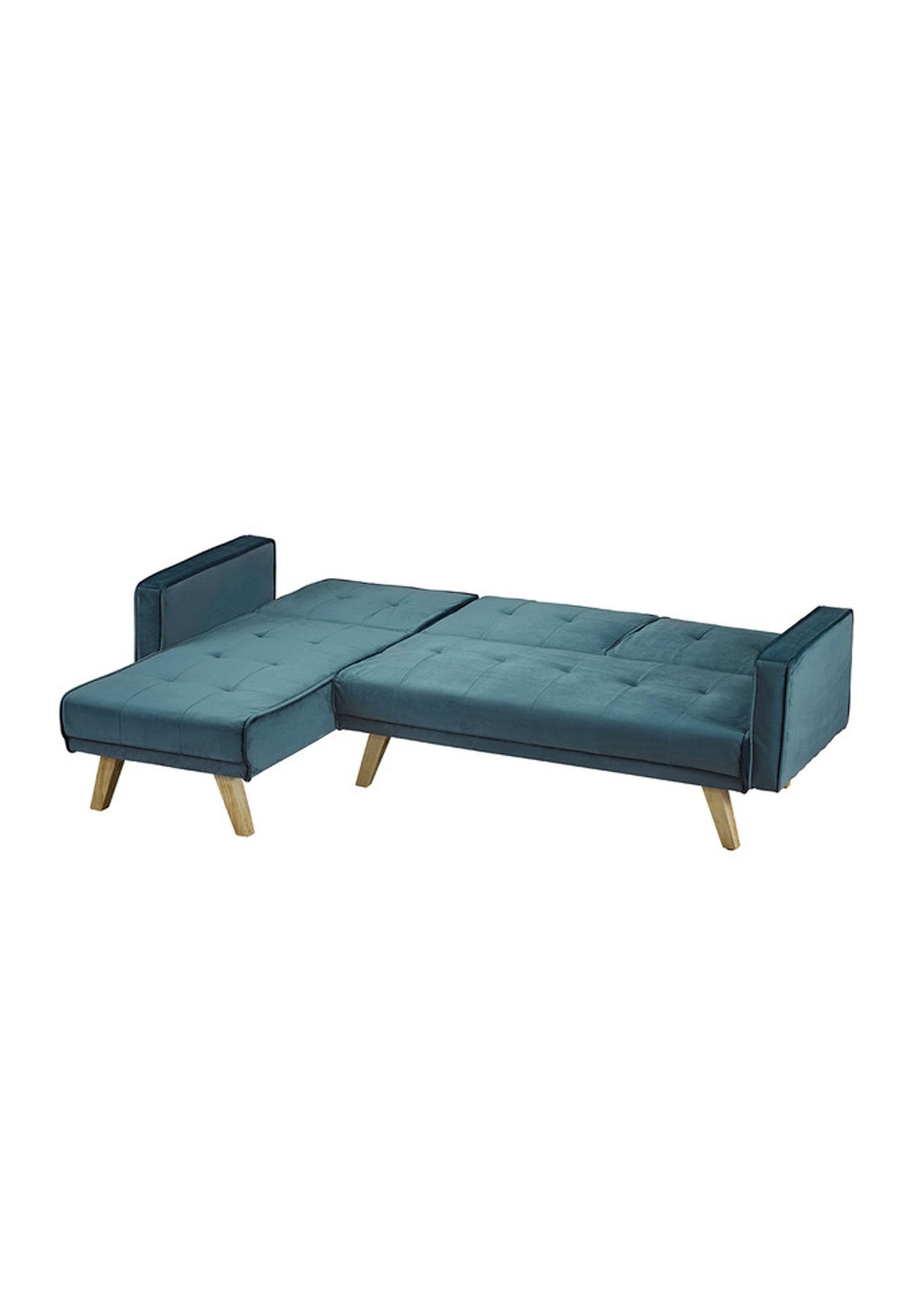 Three Seater Corner Sofa Bed in Teal Velvet Scandi Style