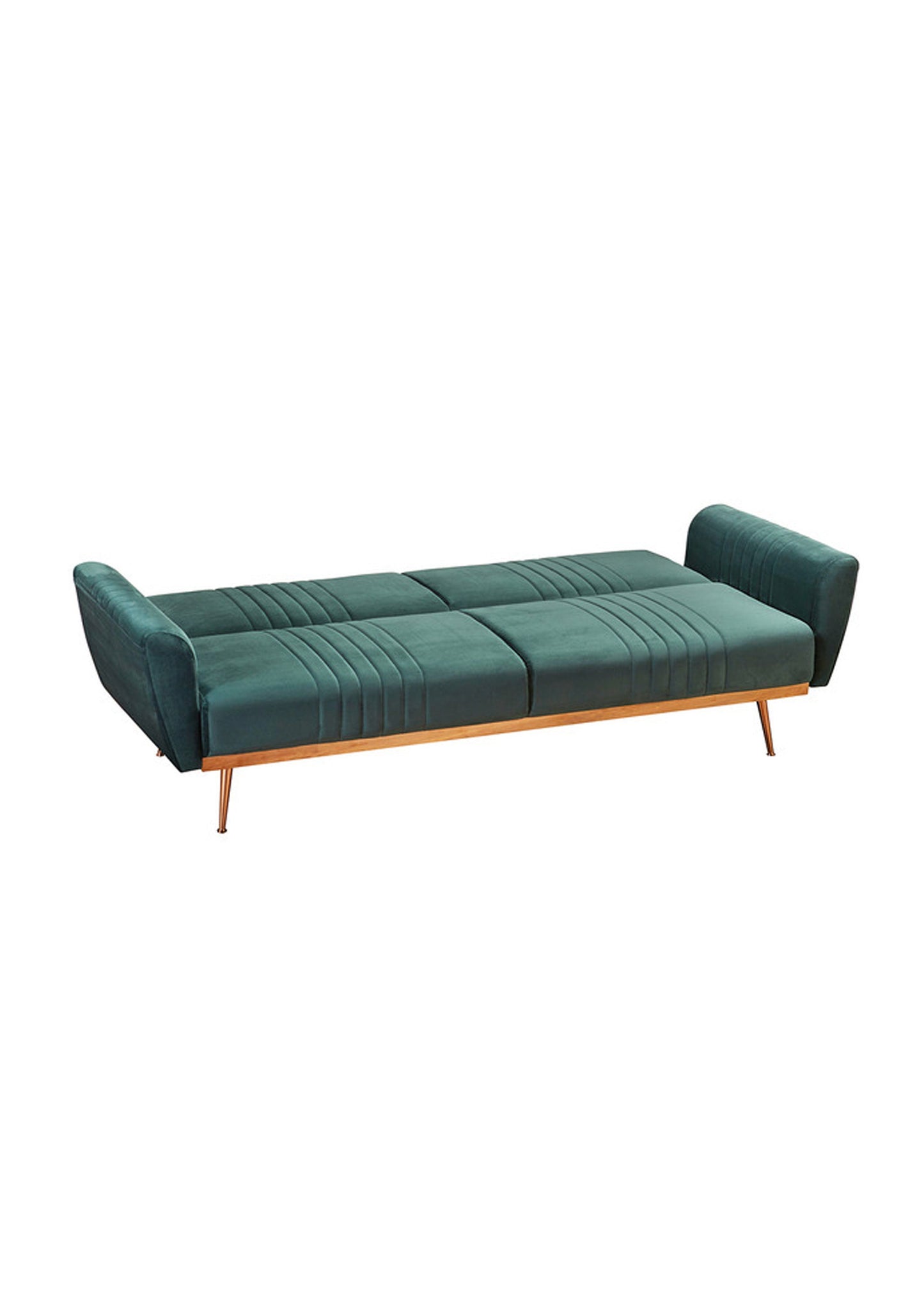 Velvet Sofa Bed with Copper Legs Available in Green and Grey