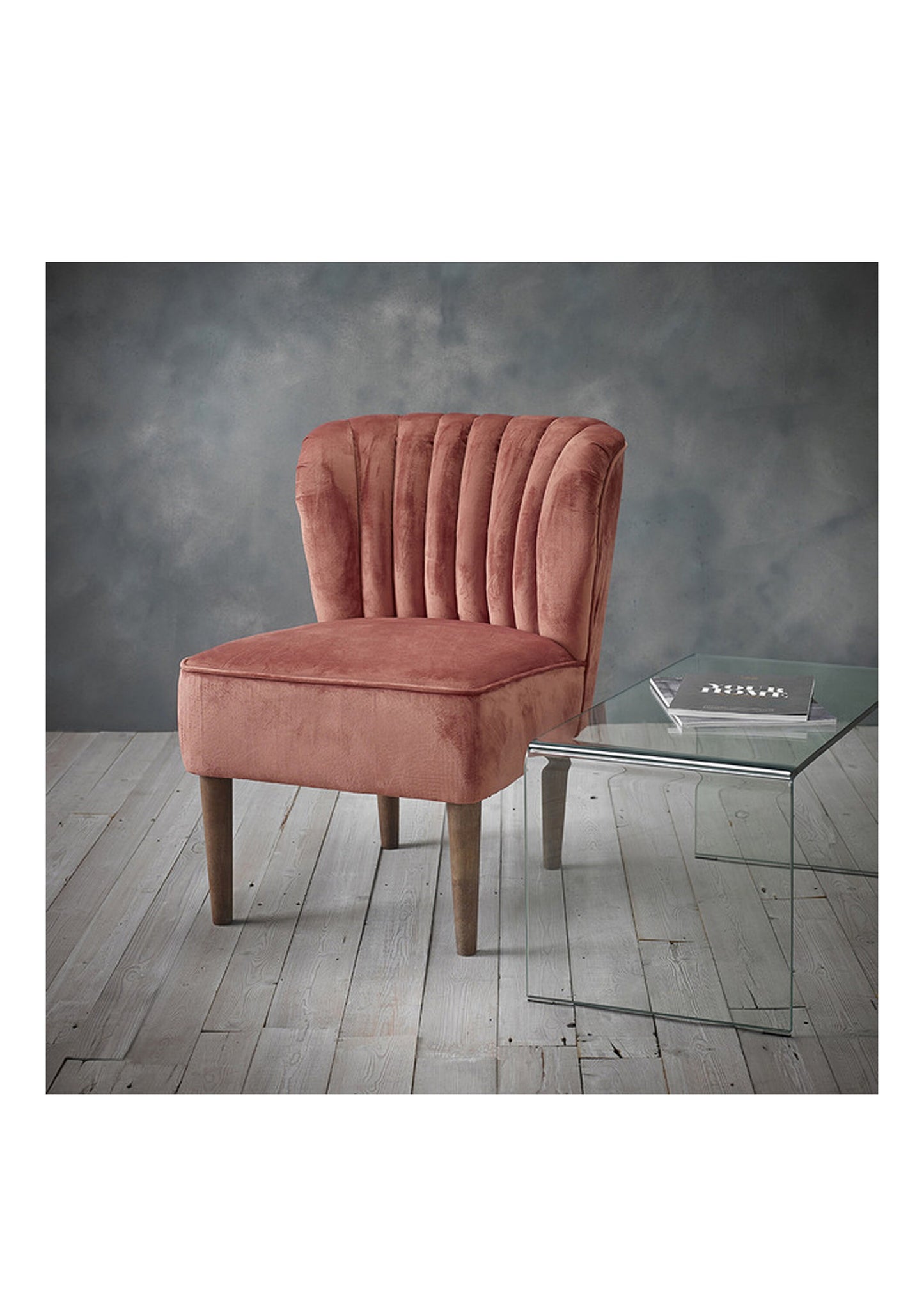 Vintage Velvet Bedroom Lounge Occasional Chair  Available in Grey/ Pink /Blue