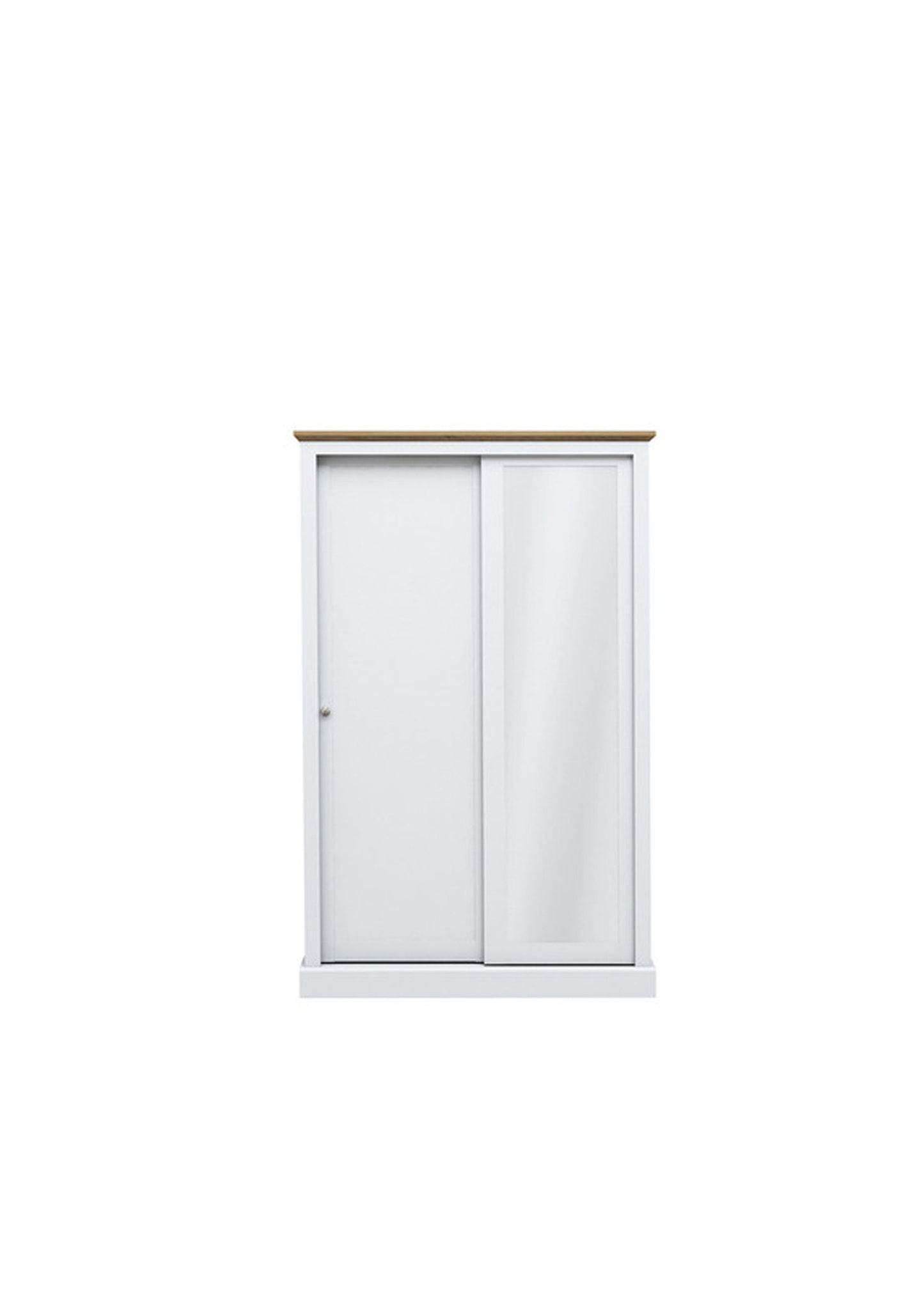 Wooden Sliding Wardrobe In White With 2 Doors and Mirror