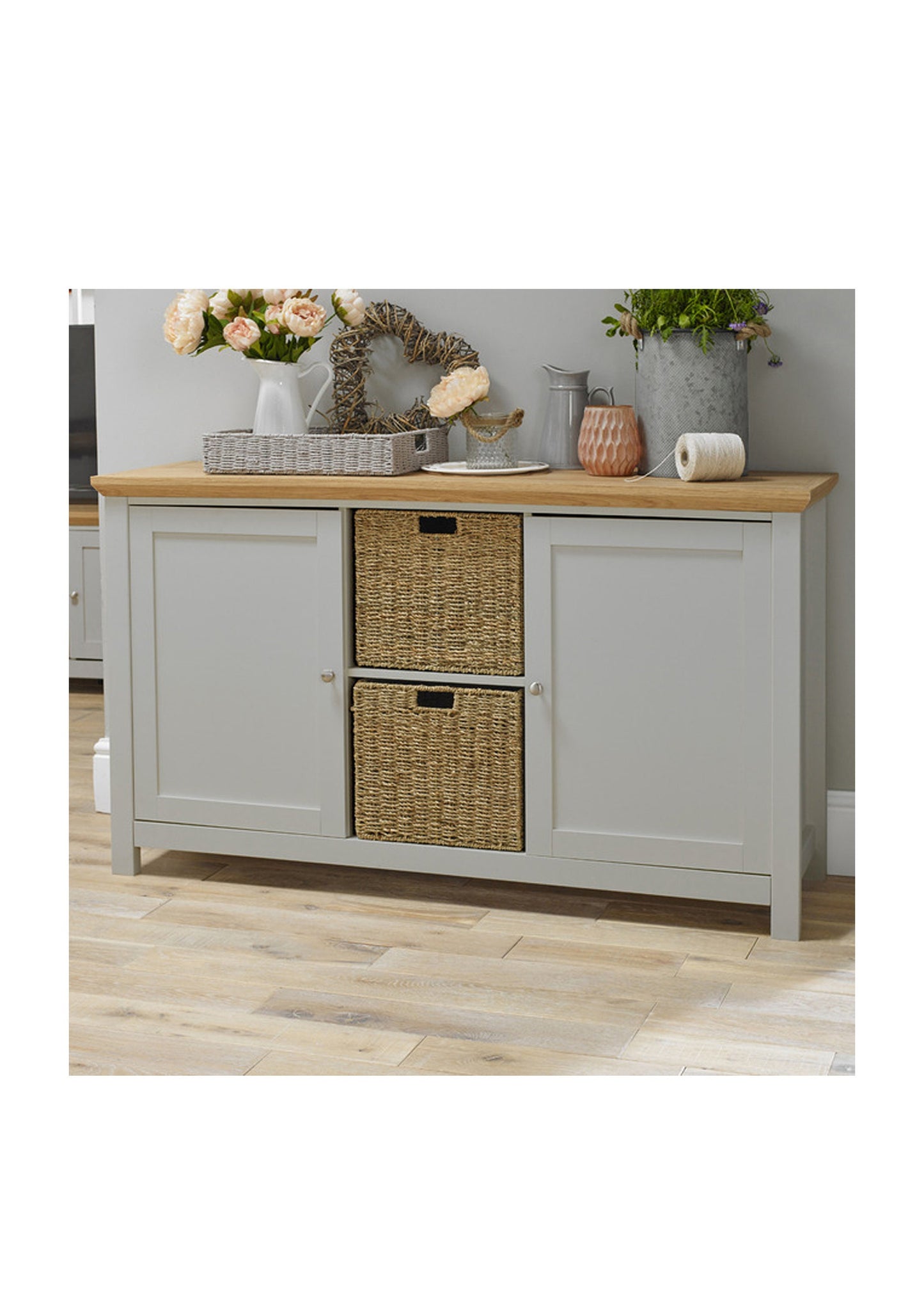 Oak Finish Cottage/ Traditional Style Sideboard Grey or Cream