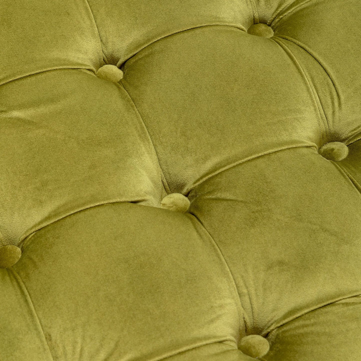 Olive Green Deep Buttoned Velvet Footstool