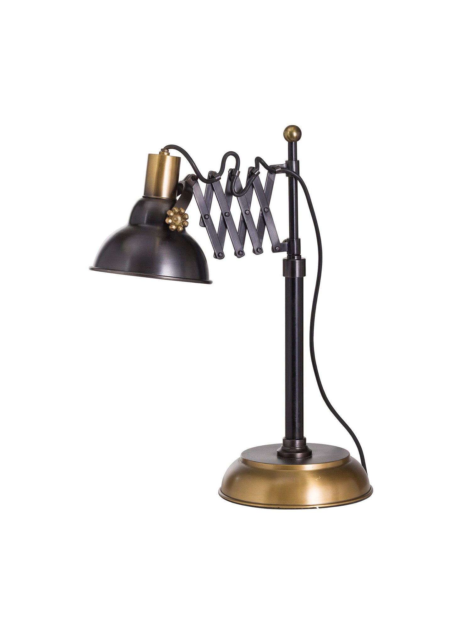 Black And Brass Adjustable Industrial Scissor Lamp
