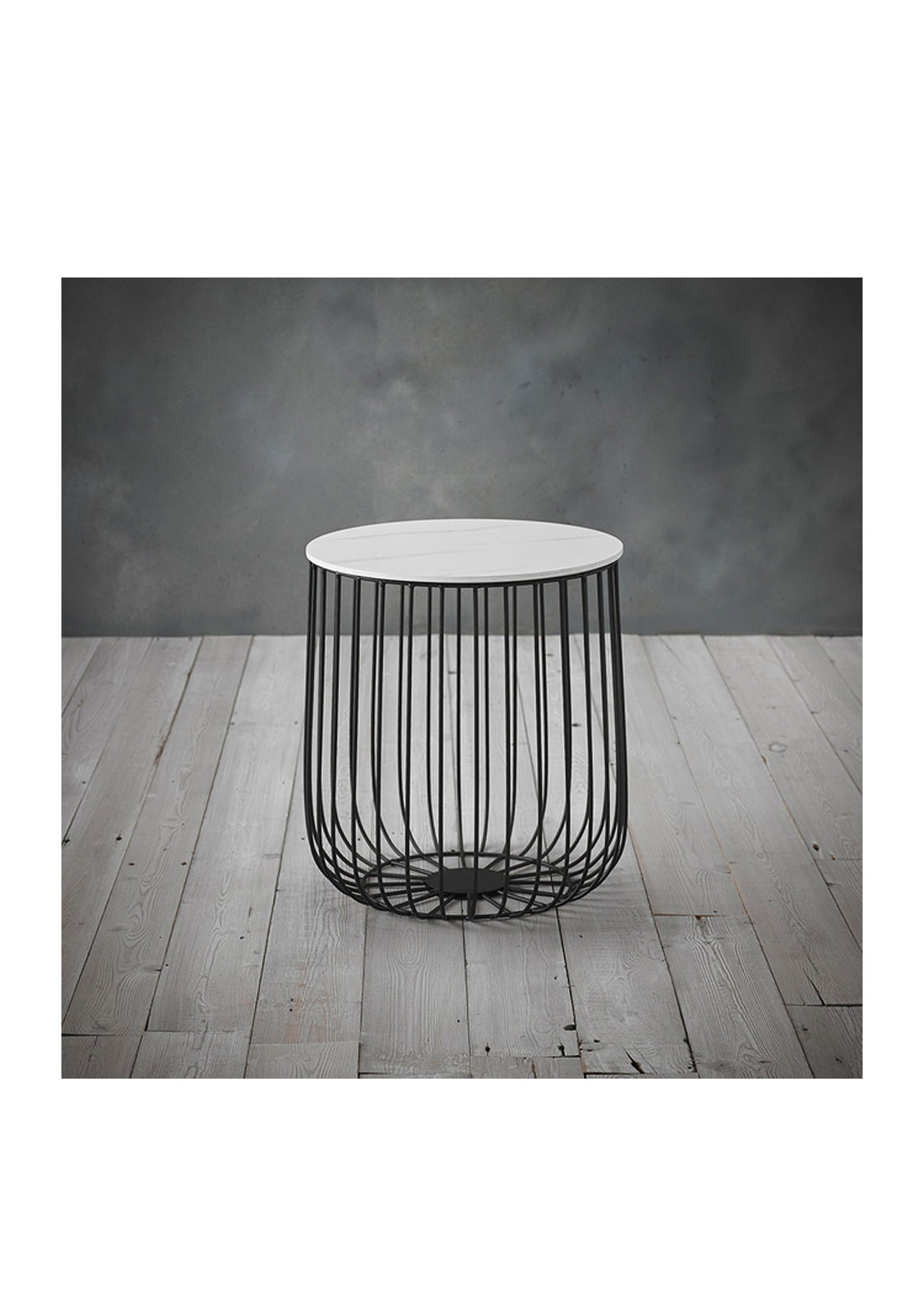 Scandi Small Cage Table Marble Top Black Frame Coffee Table