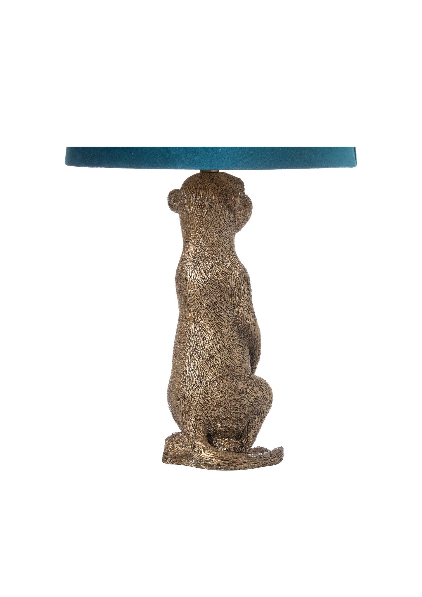 Meerkat Table Lamp With Teal Velvet Shade