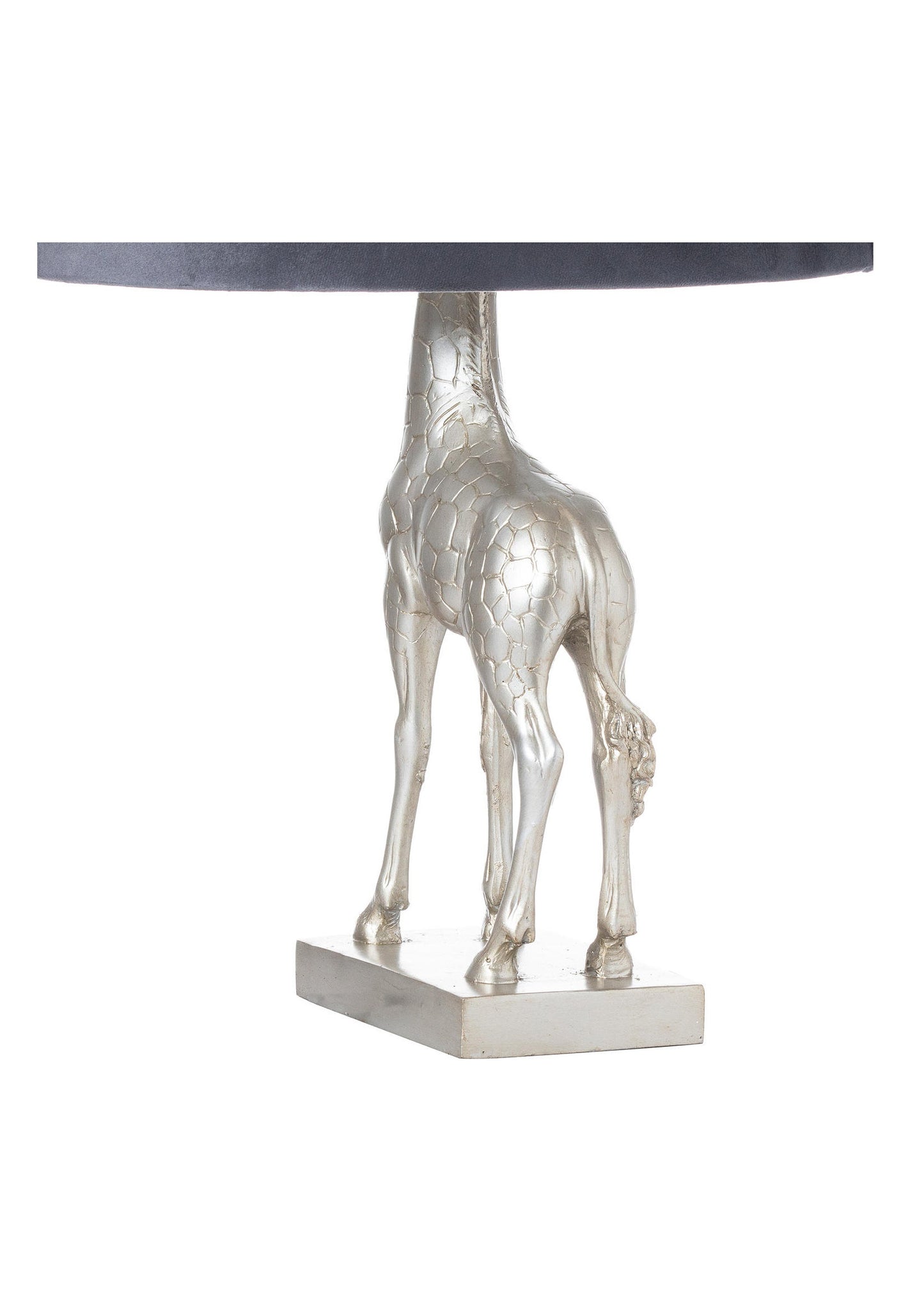 Silver Giraffe Table Lamp With Grey Velvet Shade