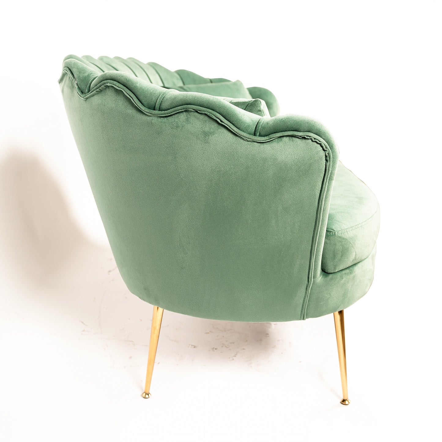 Sea Green Velvet 2 Seater Sofa With Gold Legs