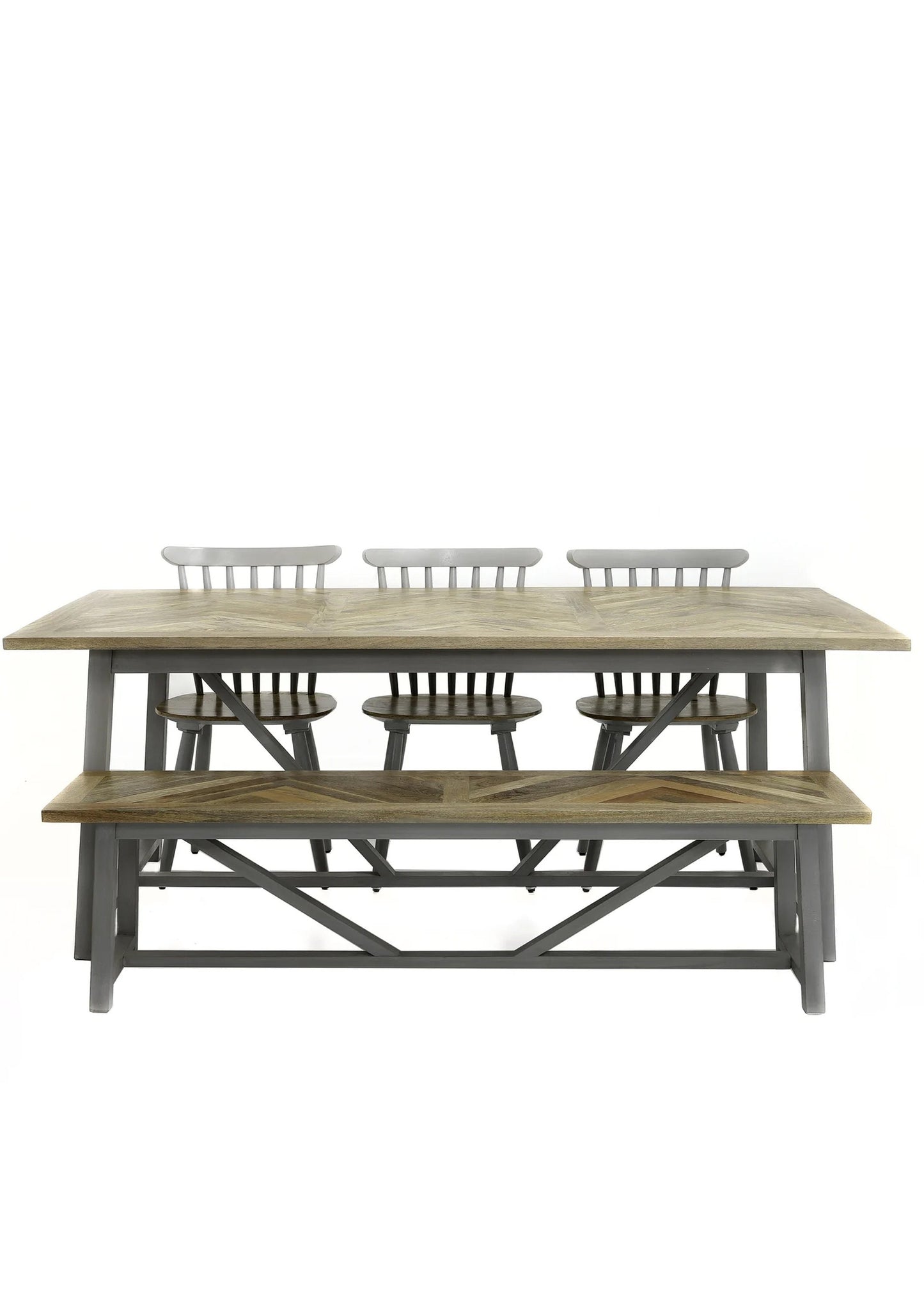 Herringbone Grey Scandi 6-8 Seater Dining Table