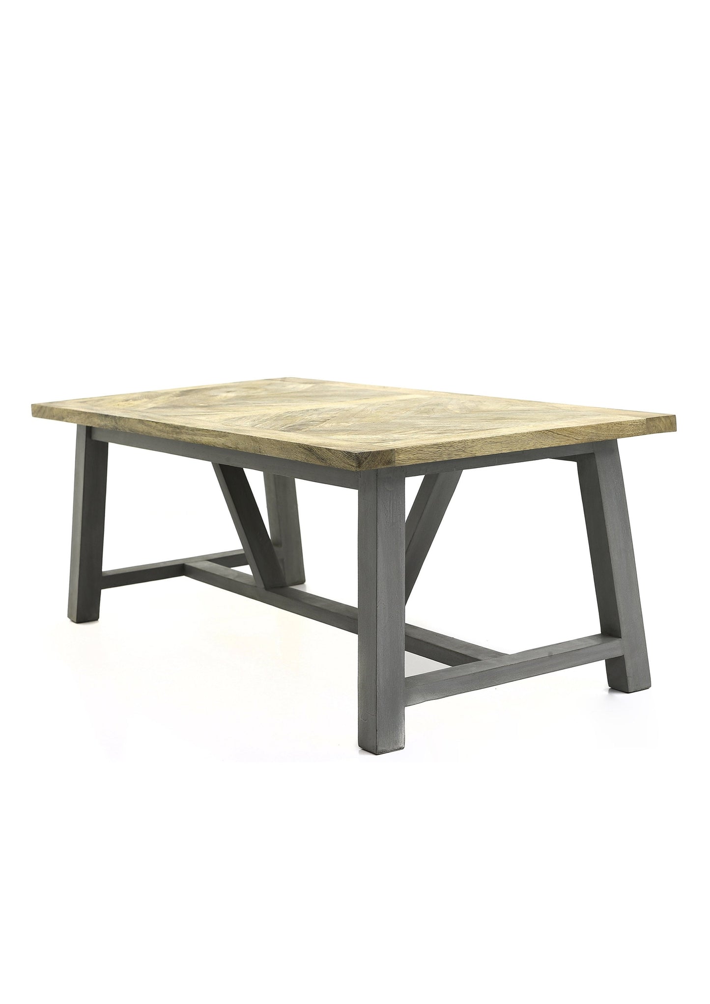 Herringbone Top Solid Wood Scandi Dining Bench