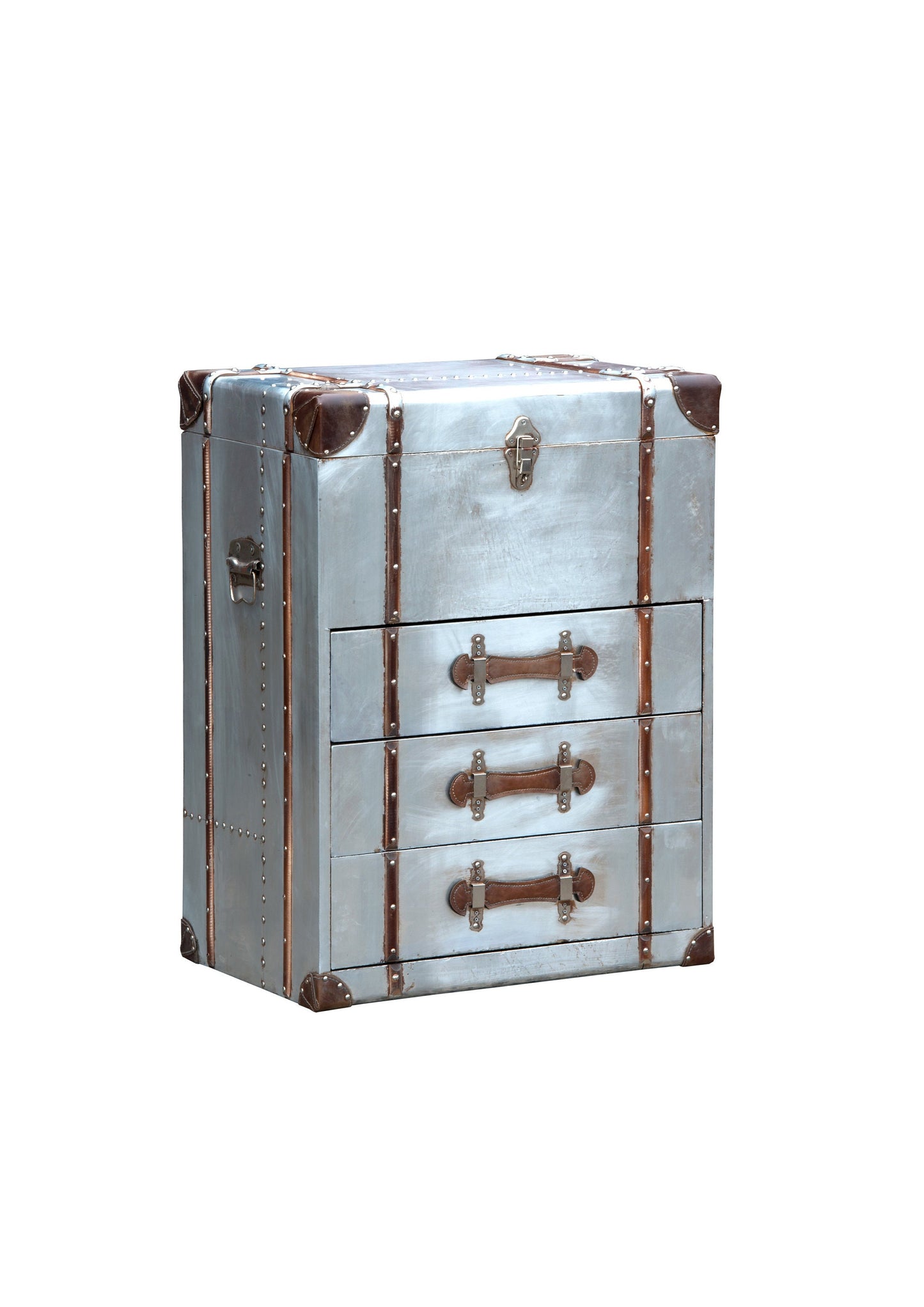 Industrial Style Aluminium Bedside Table - Silver