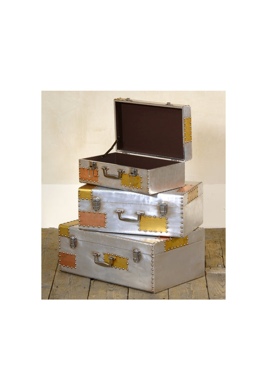 Industrial Aluminium Trunk Set - Silver and Copper