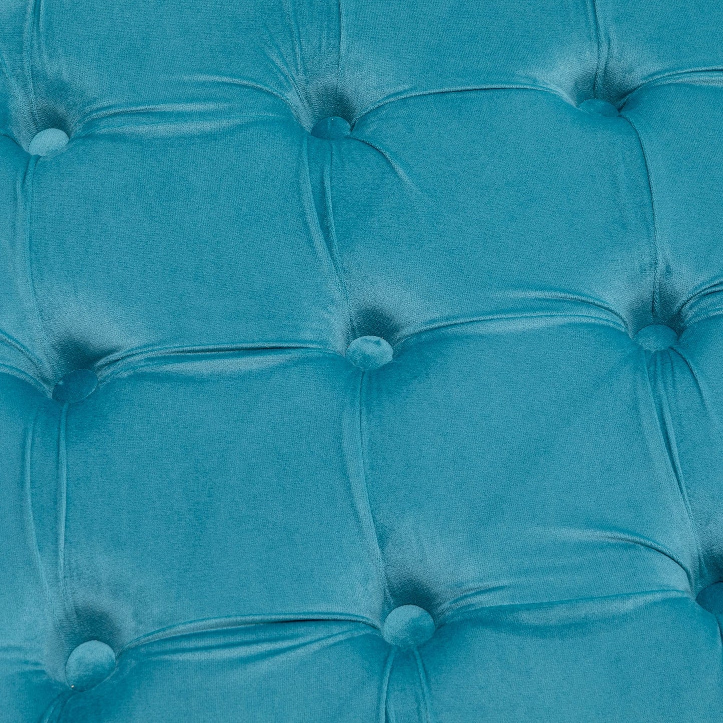 Sea Blue Deep Buttoned Velvet Footstool