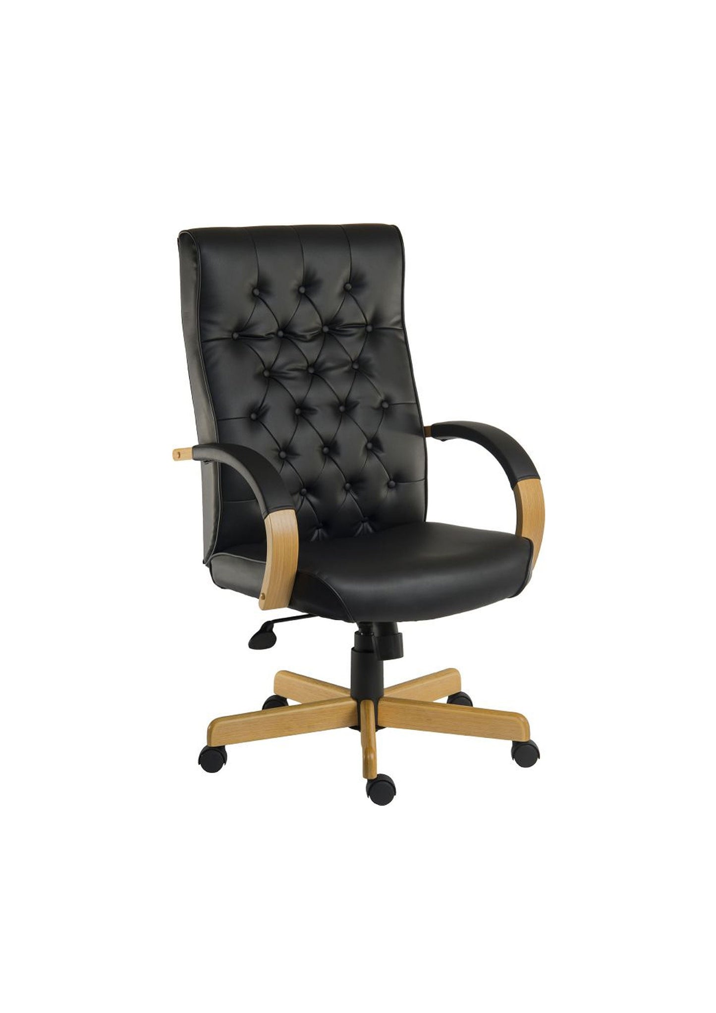 Traditional bonded leather faced executive armchair Black