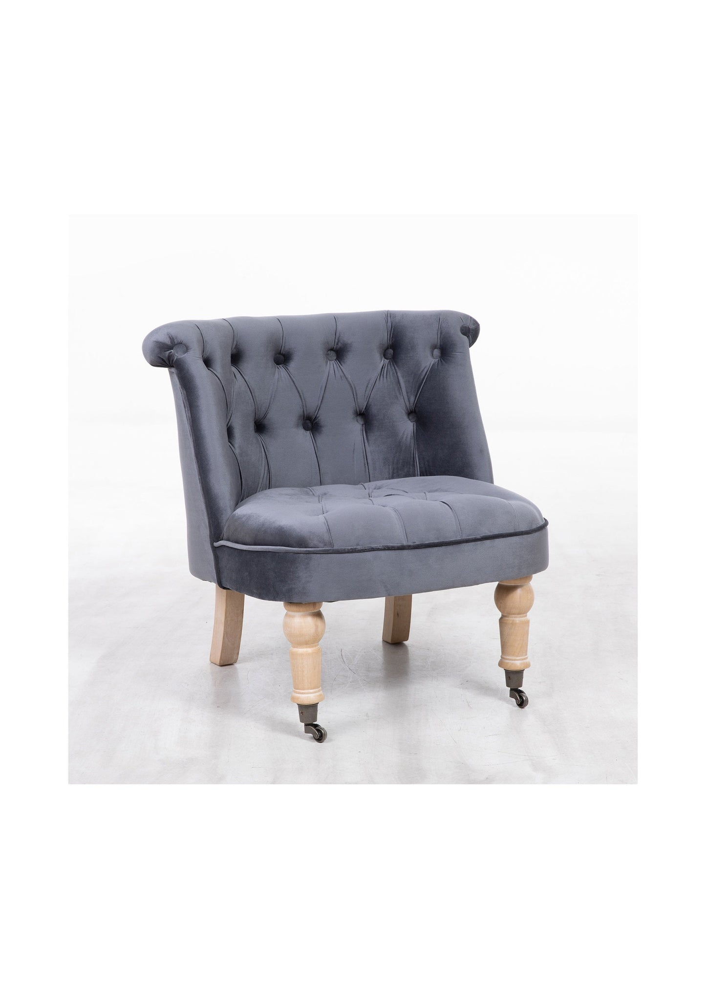 Dark Grey Velvet Cocktail Chair With Oak Legs