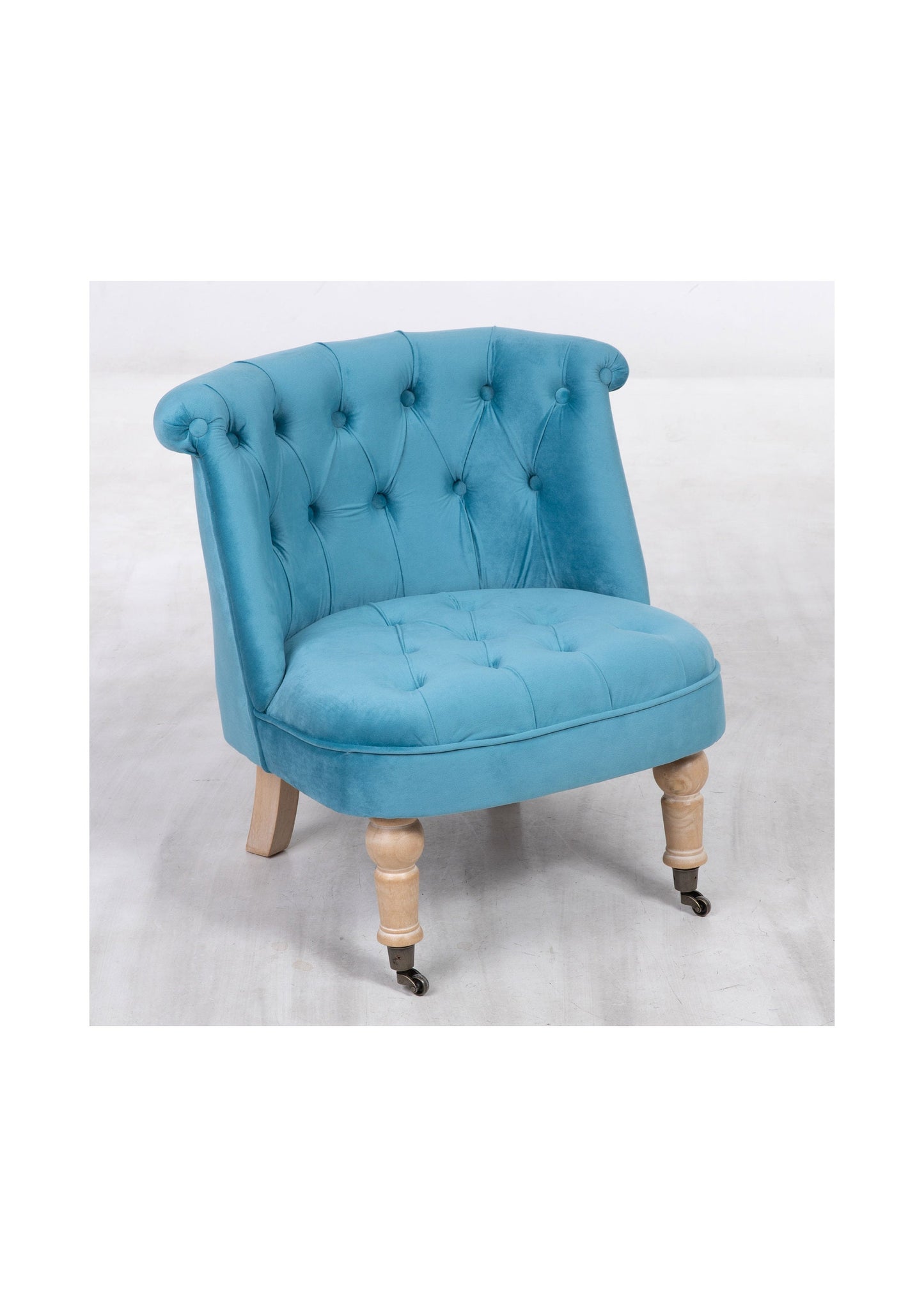 Blue Velvet Cocktail Chair With Oak Legs