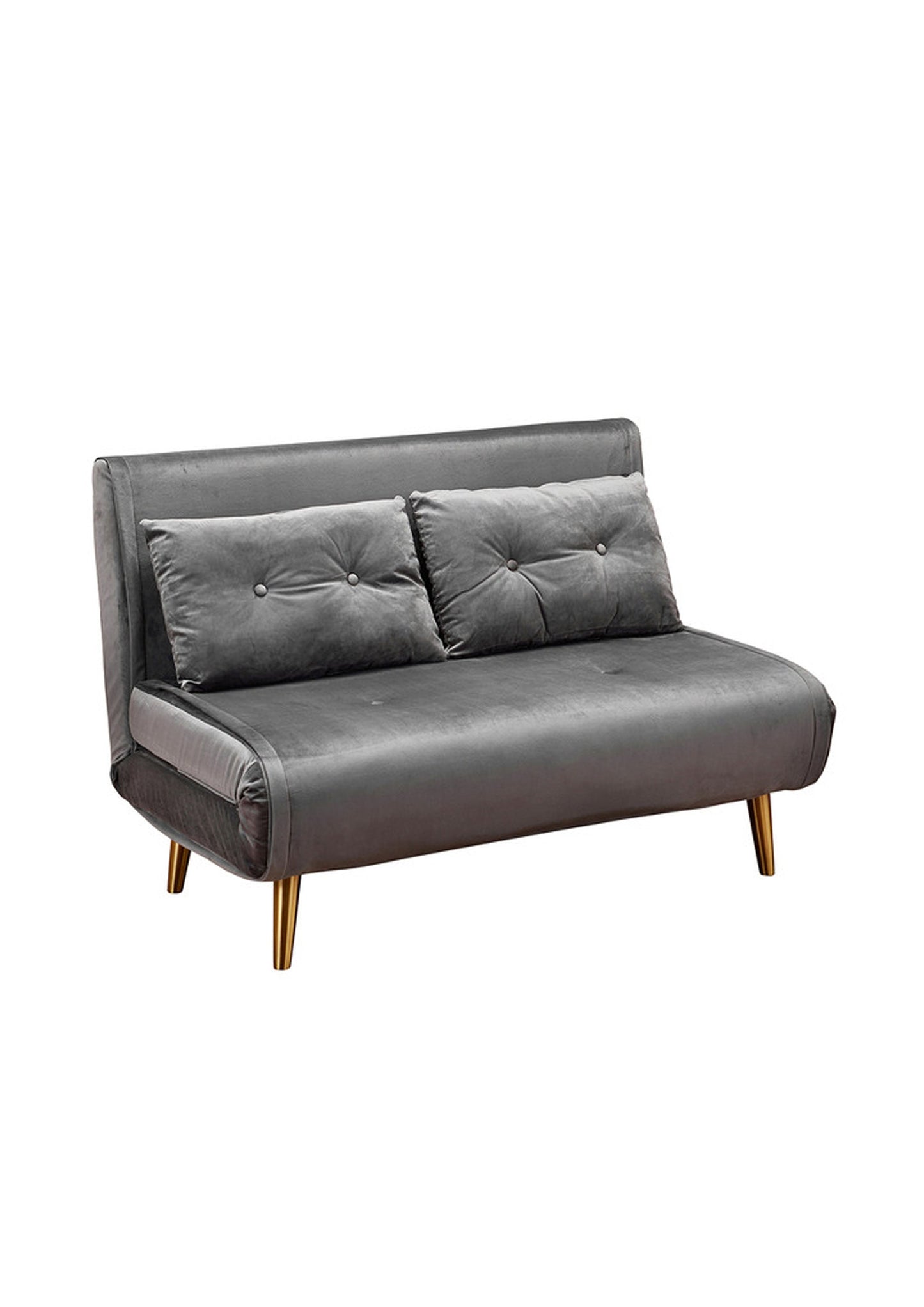 Grey Plush Velvet Sofa Bed With Gold Legs