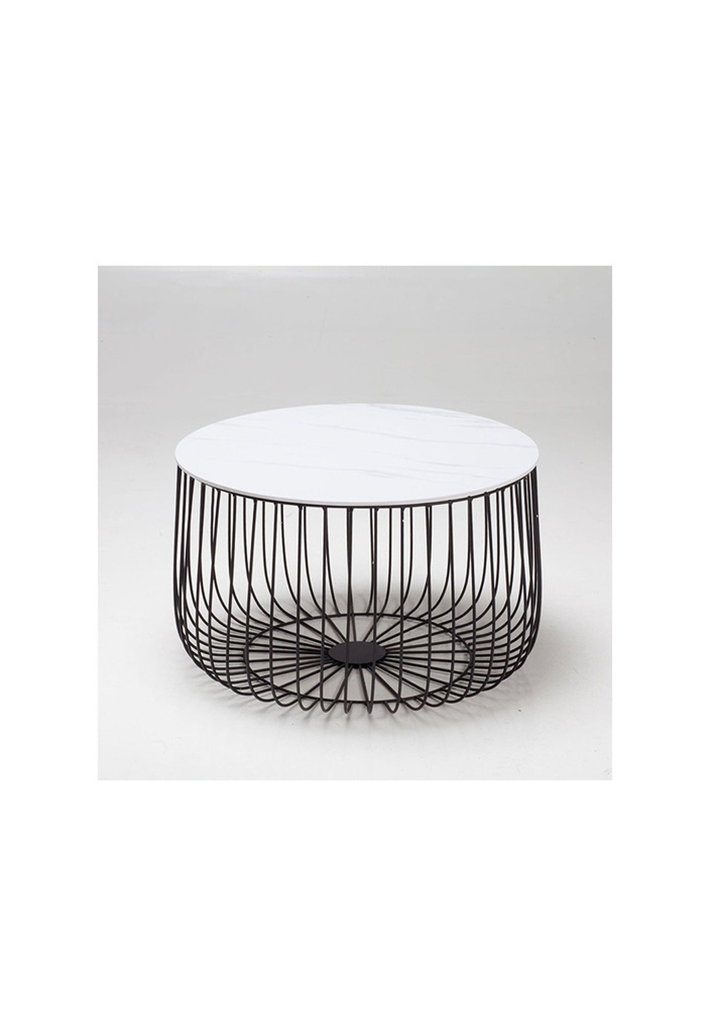 Scandi Large Cage Table Marble Top Black Frame Coffee Table