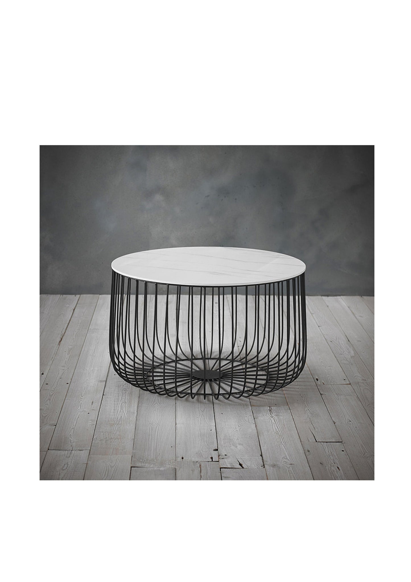 Scandi Large Cage Table Marble Top Black Frame Coffee Table