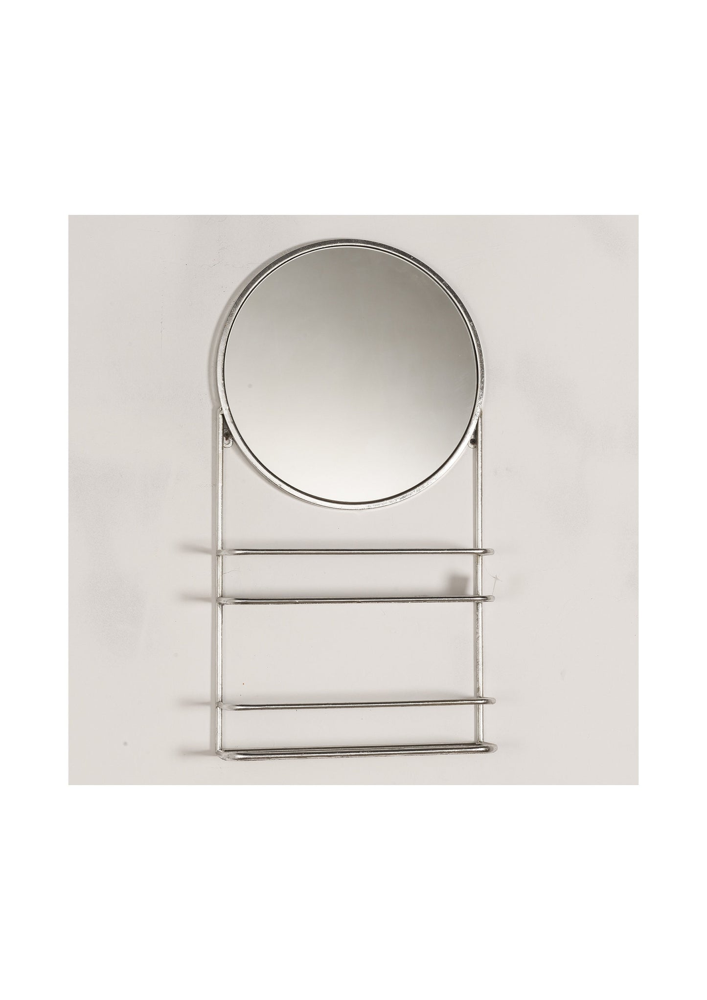 Metal Wall Mirror with Shelf - Silver Gilt Leaf