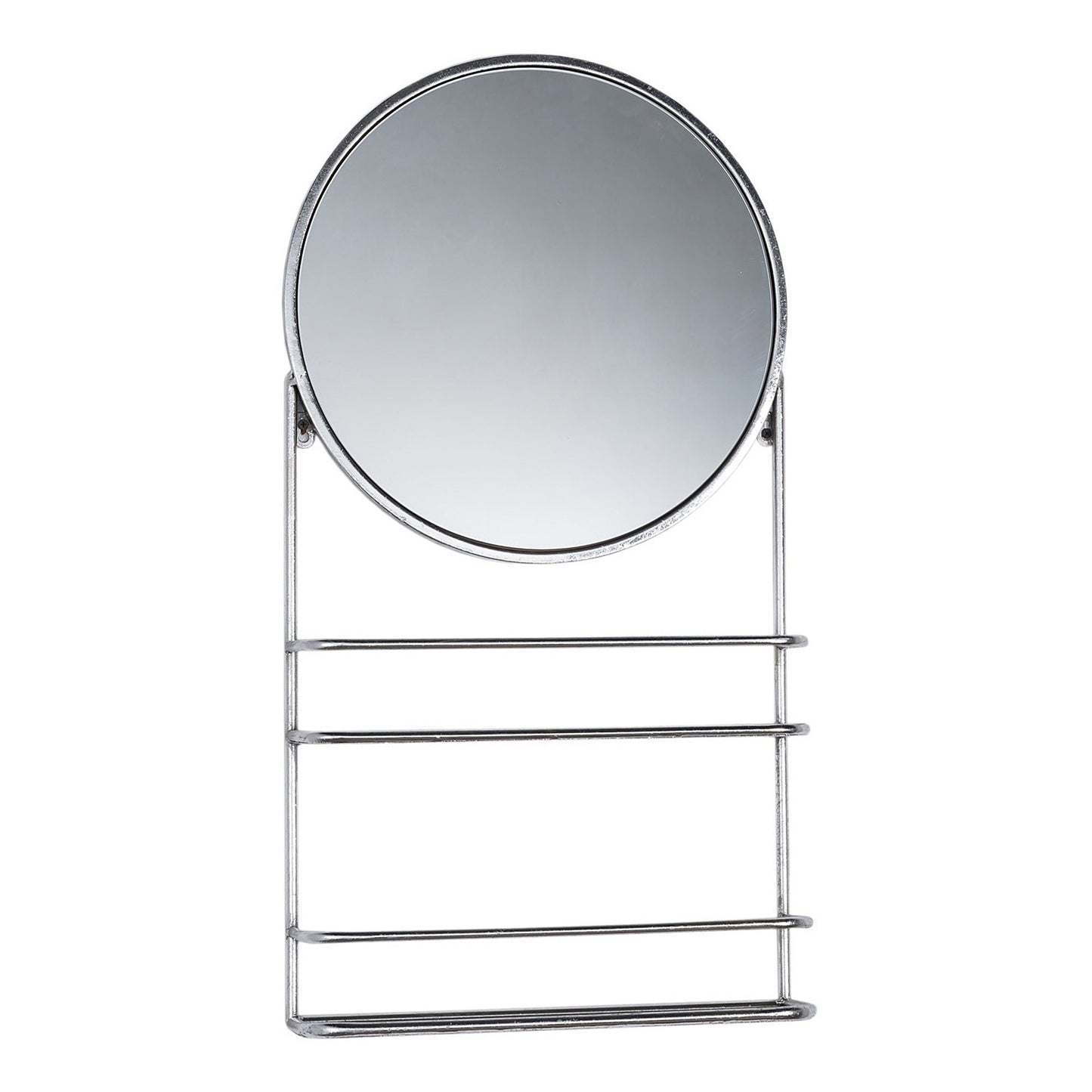 Metal Wall Mirror with Shelf - Silver Gilt Leaf