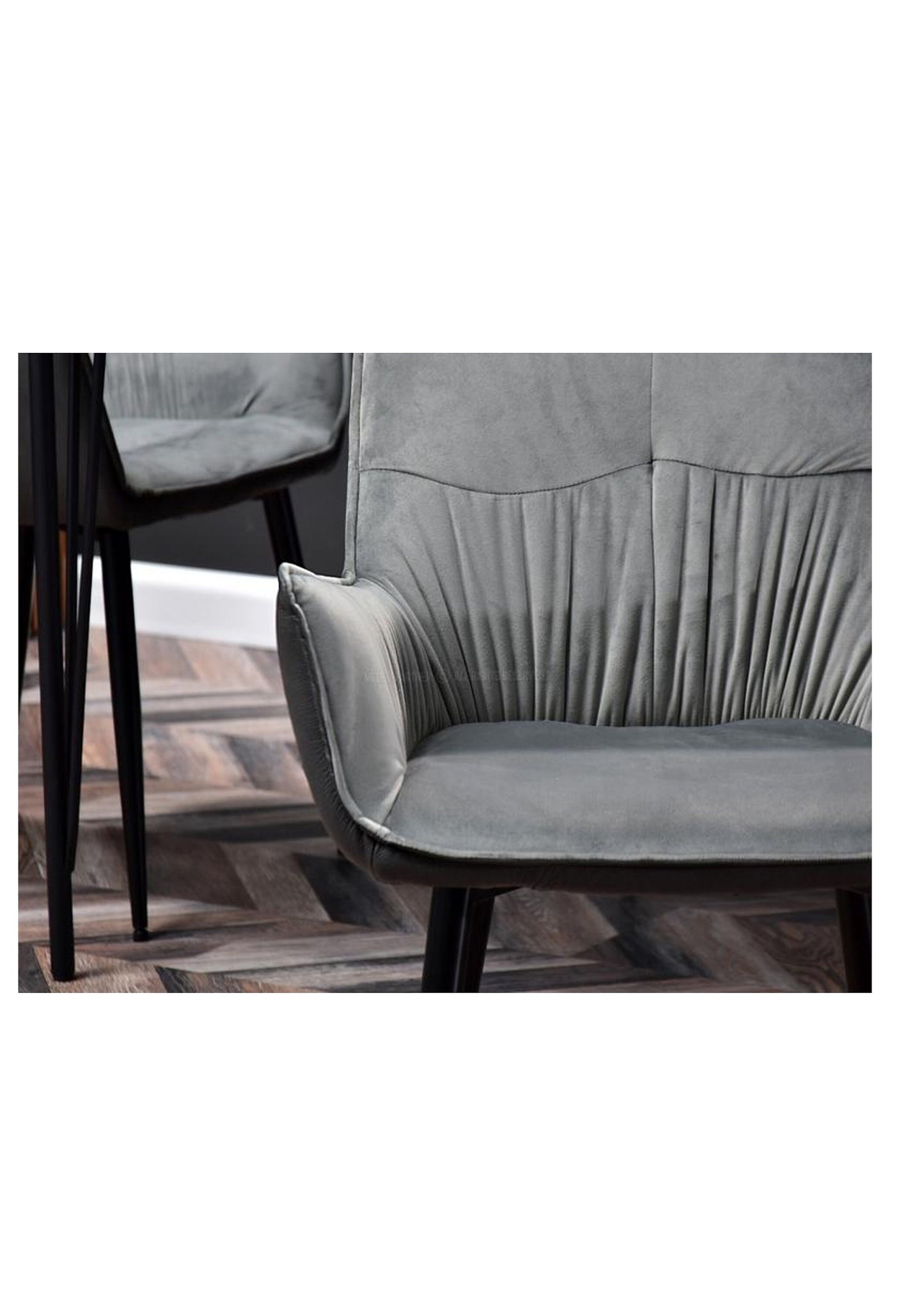 Stylish Grey Velvet and Faux Leather Dining Chair