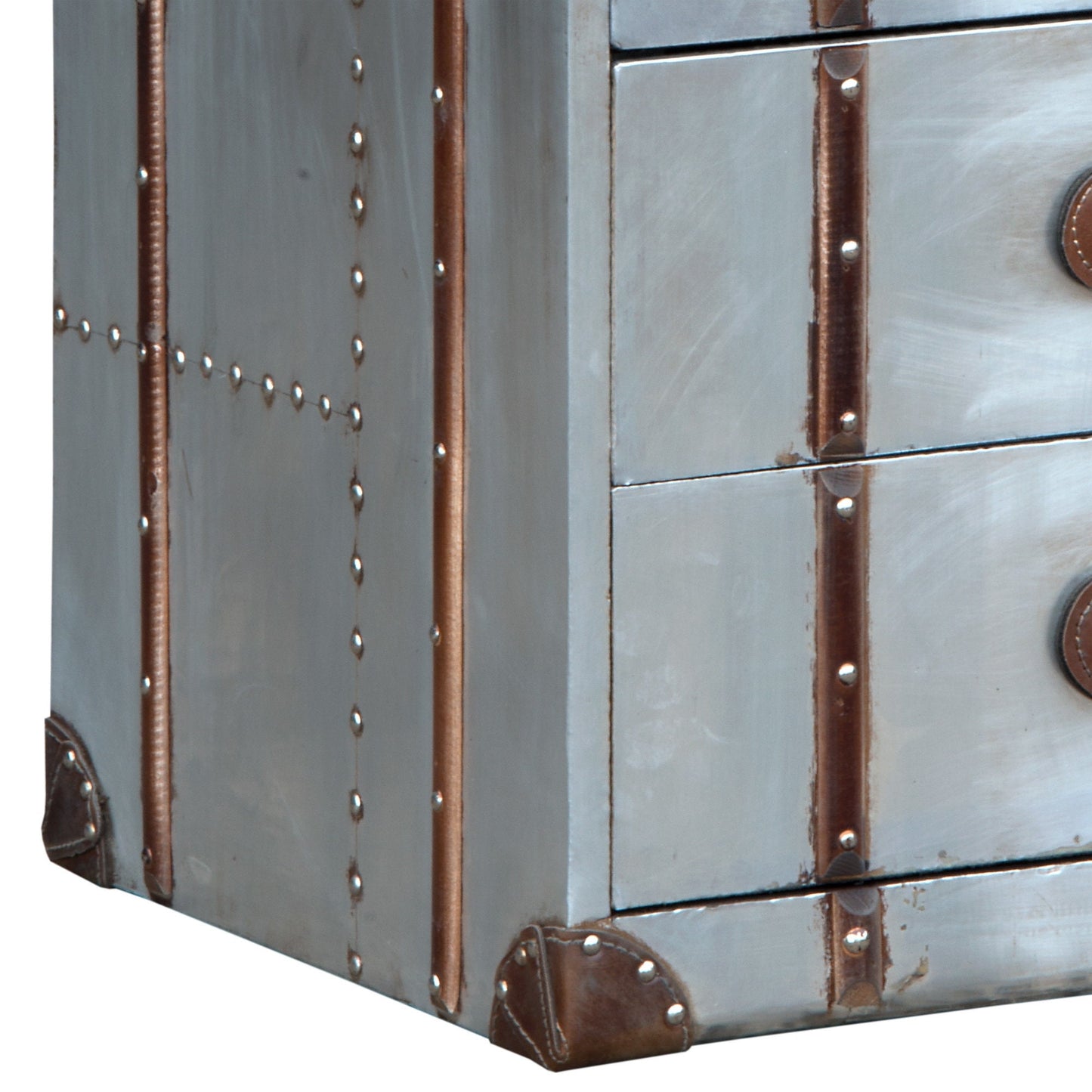 Industrial Style Aluminium Bedside Table - Silver