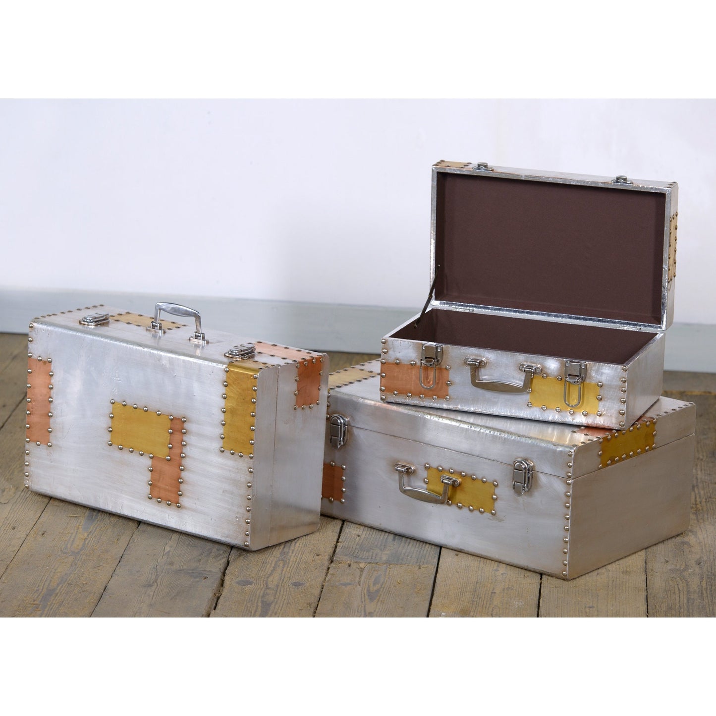 Industrial Aluminium Trunk Set - Silver and Copper