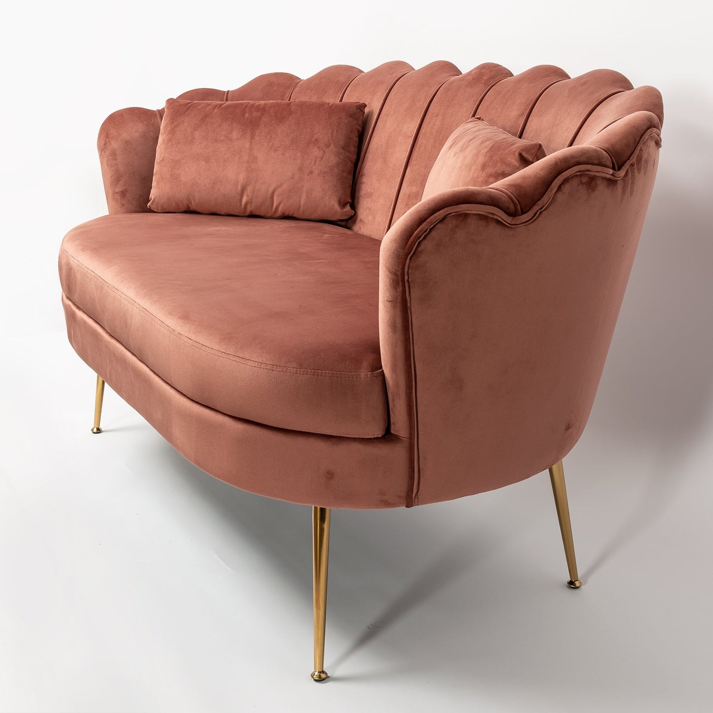 Dusky Pink Velvet 2 Seater Sofa With Gold Legs