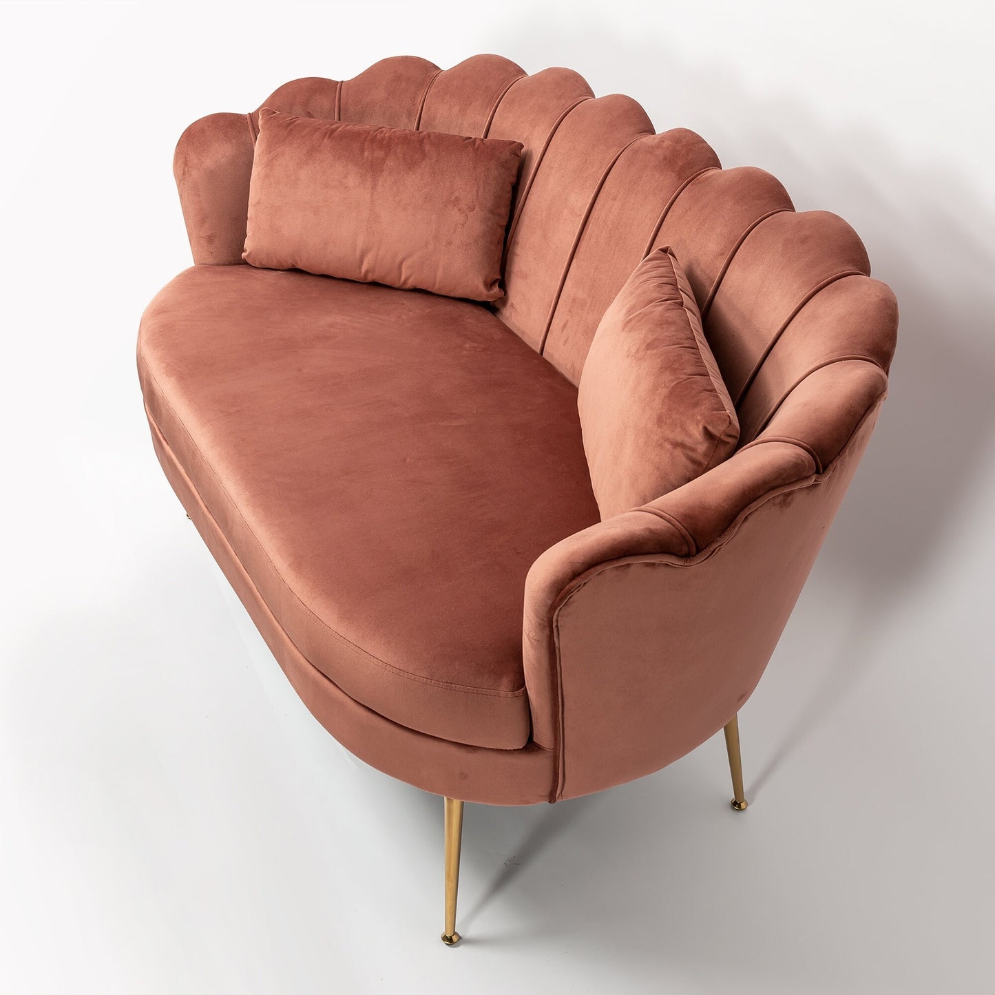 Dusky Pink Velvet 2 Seater Sofa With Gold Legs