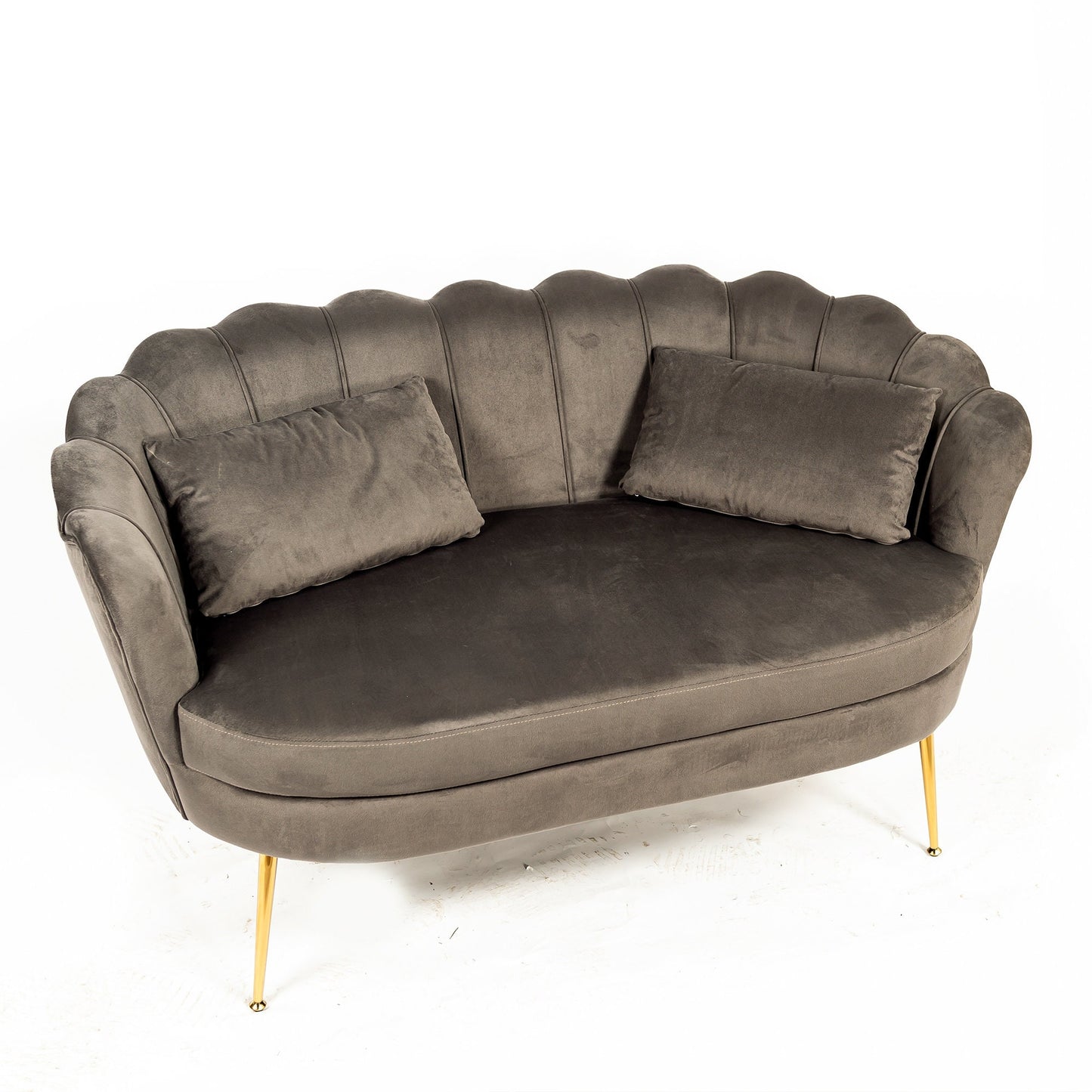 Dark Grey Velvet 2 Seater Sofa With Gold Legs for Bedroom, Dressing Room, Lounge , Hallway