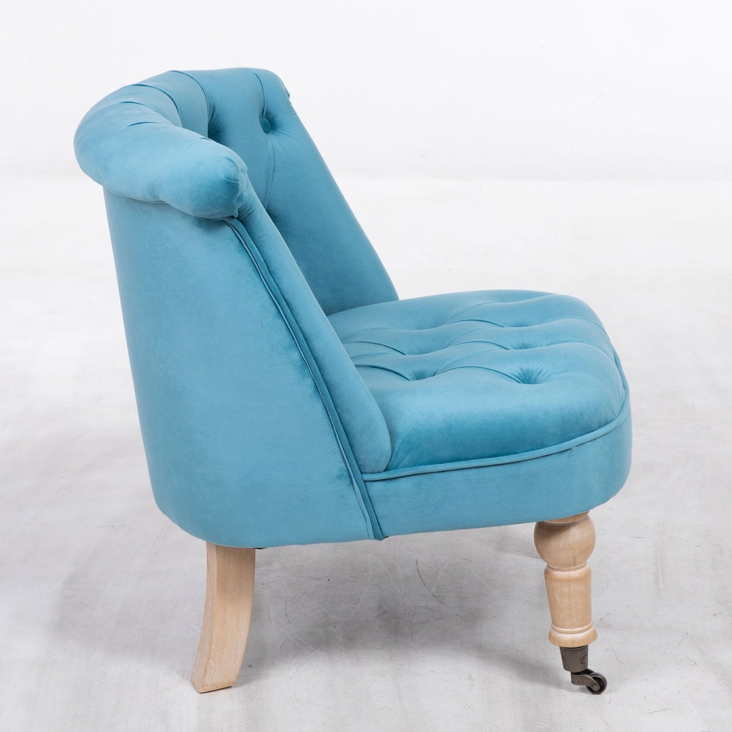 Blue Velvet Cocktail Chair With Oak Legs