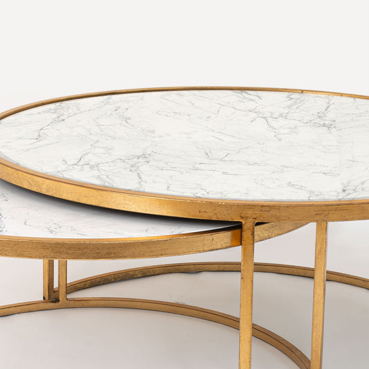 Gold Gilt Marble Top Nest of Tables