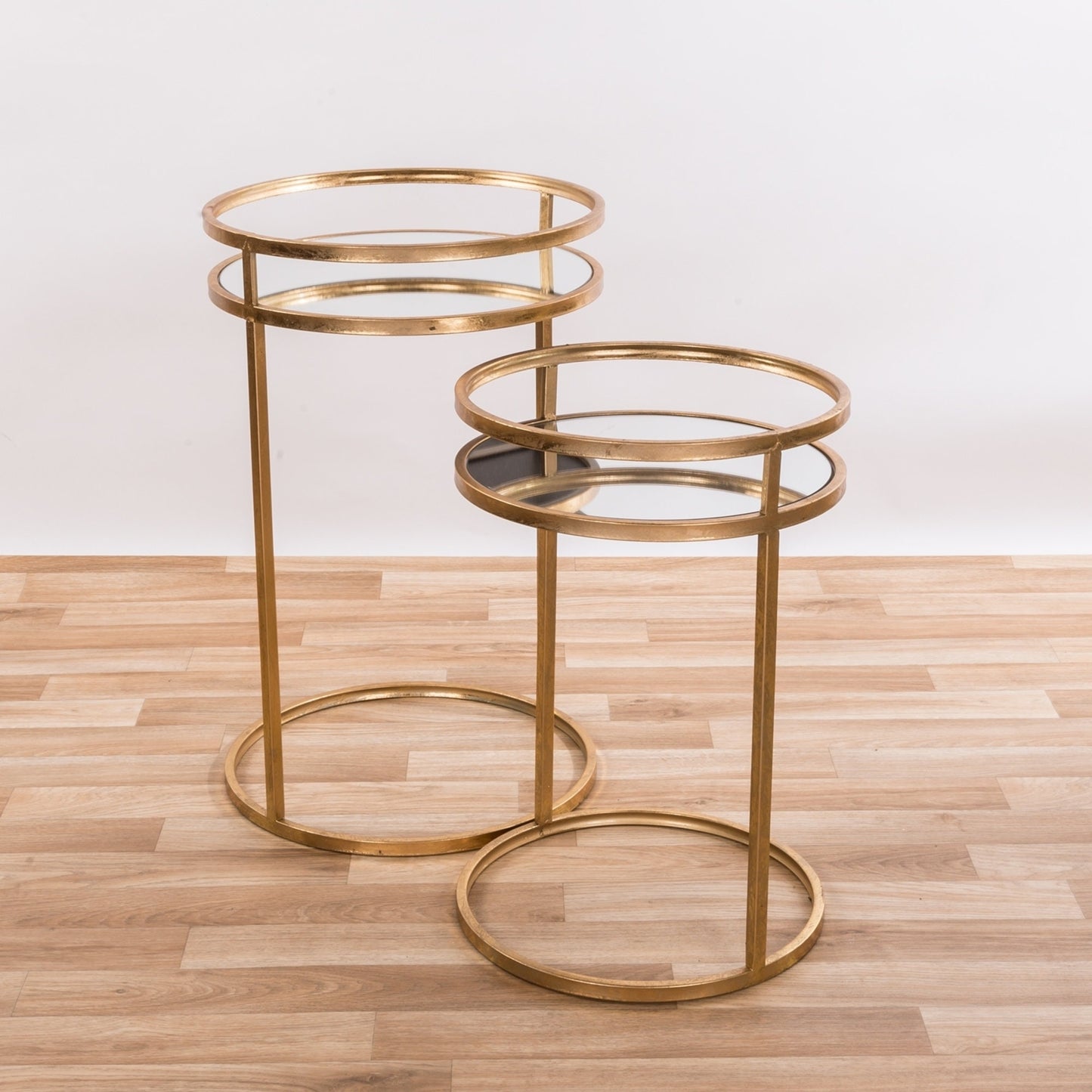 Gold Gilt Leaf Metal Nest of Tables