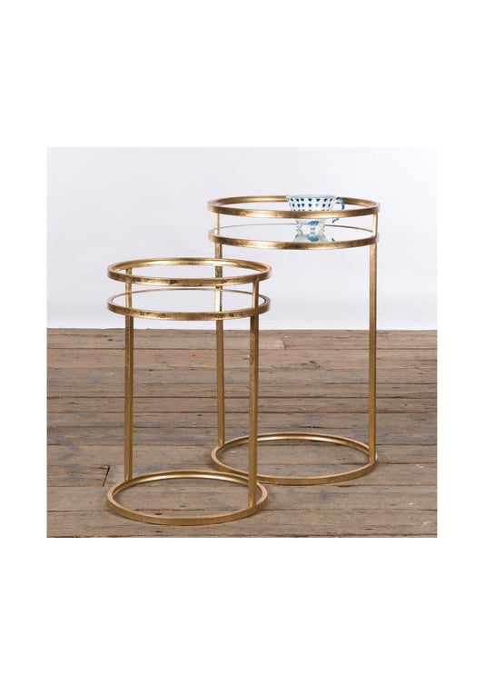 Gold Gilt Leaf Metal Nest of Tables