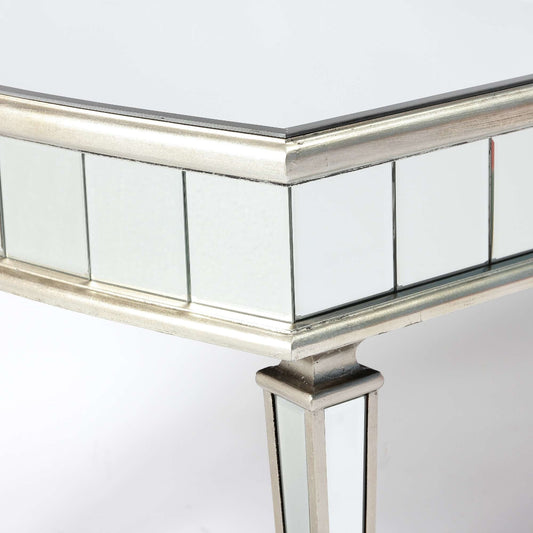 Mirrored 4 Seater Silver Rectangle Dining Table